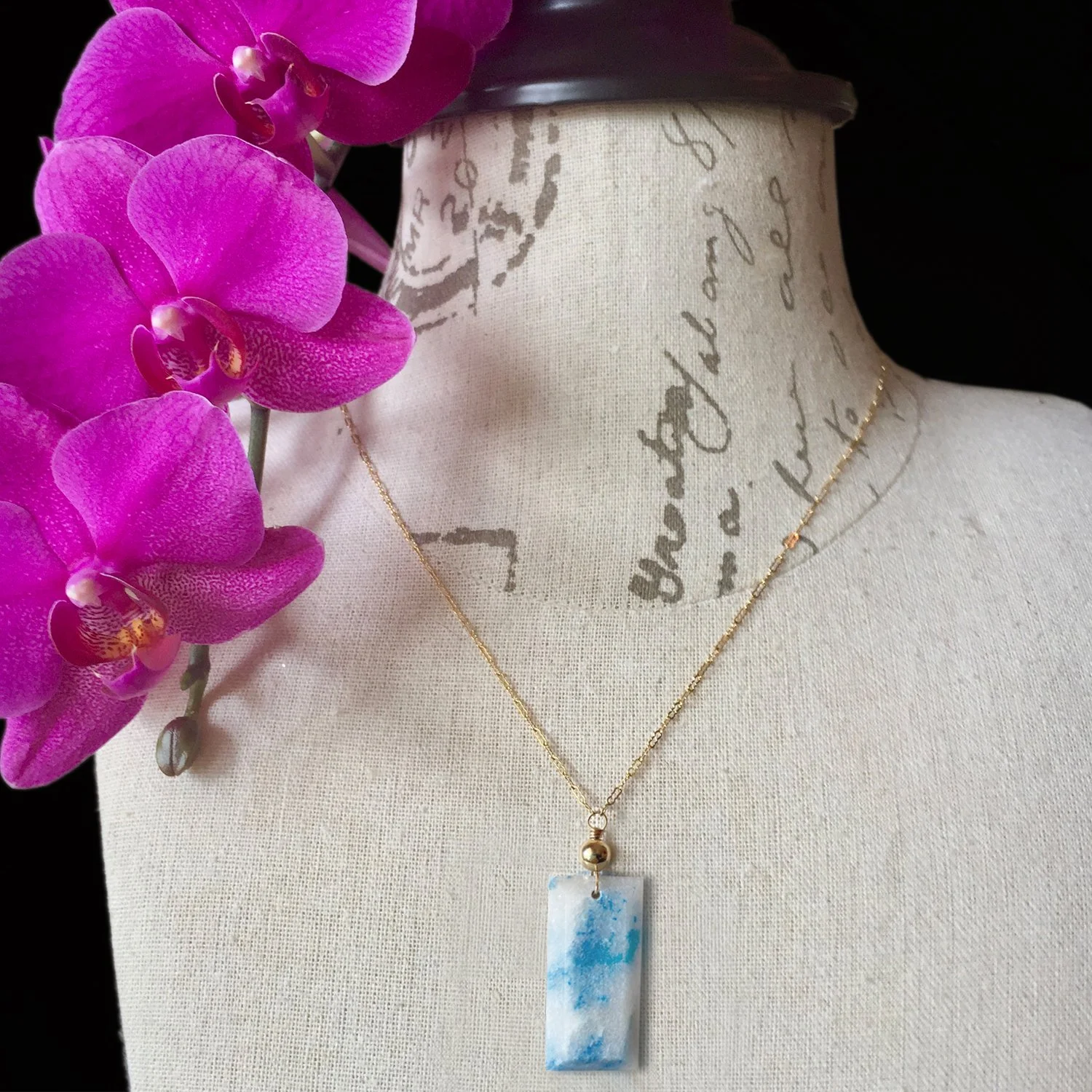 Santorini IV - Paraiba Quartz Rectangle Necklace