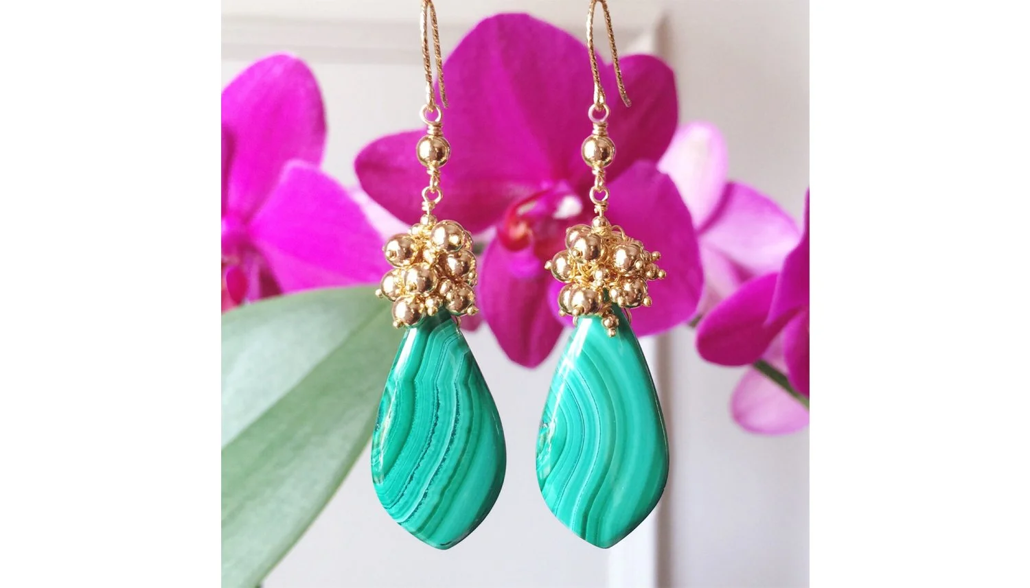 Dublin - Malachite & Gold Earrings