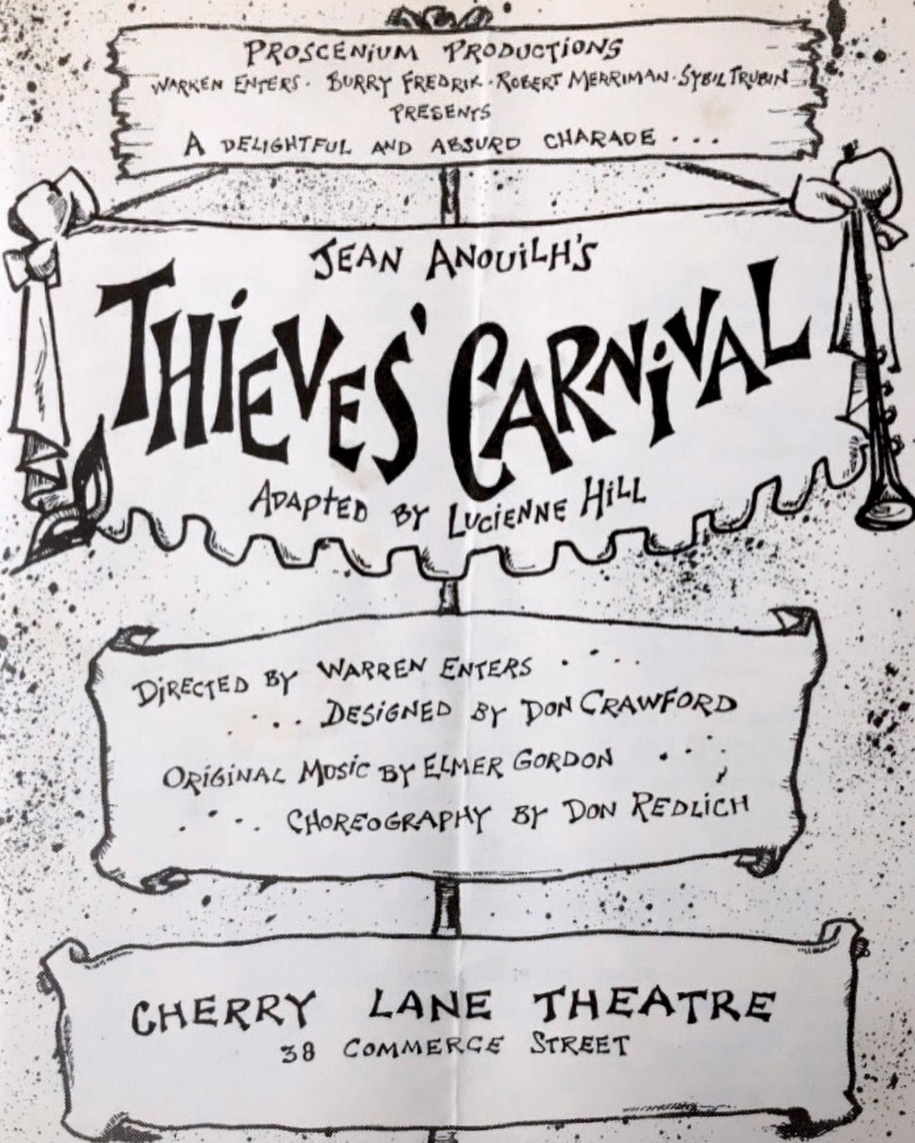 The playbill from Jean Anouilh&rsquo;s &ldquo;Thieve&rsquo;s Carnival,&rdquo; which marked the New York stage debut of none other than Frances Sternhagen in 1955. 🍒