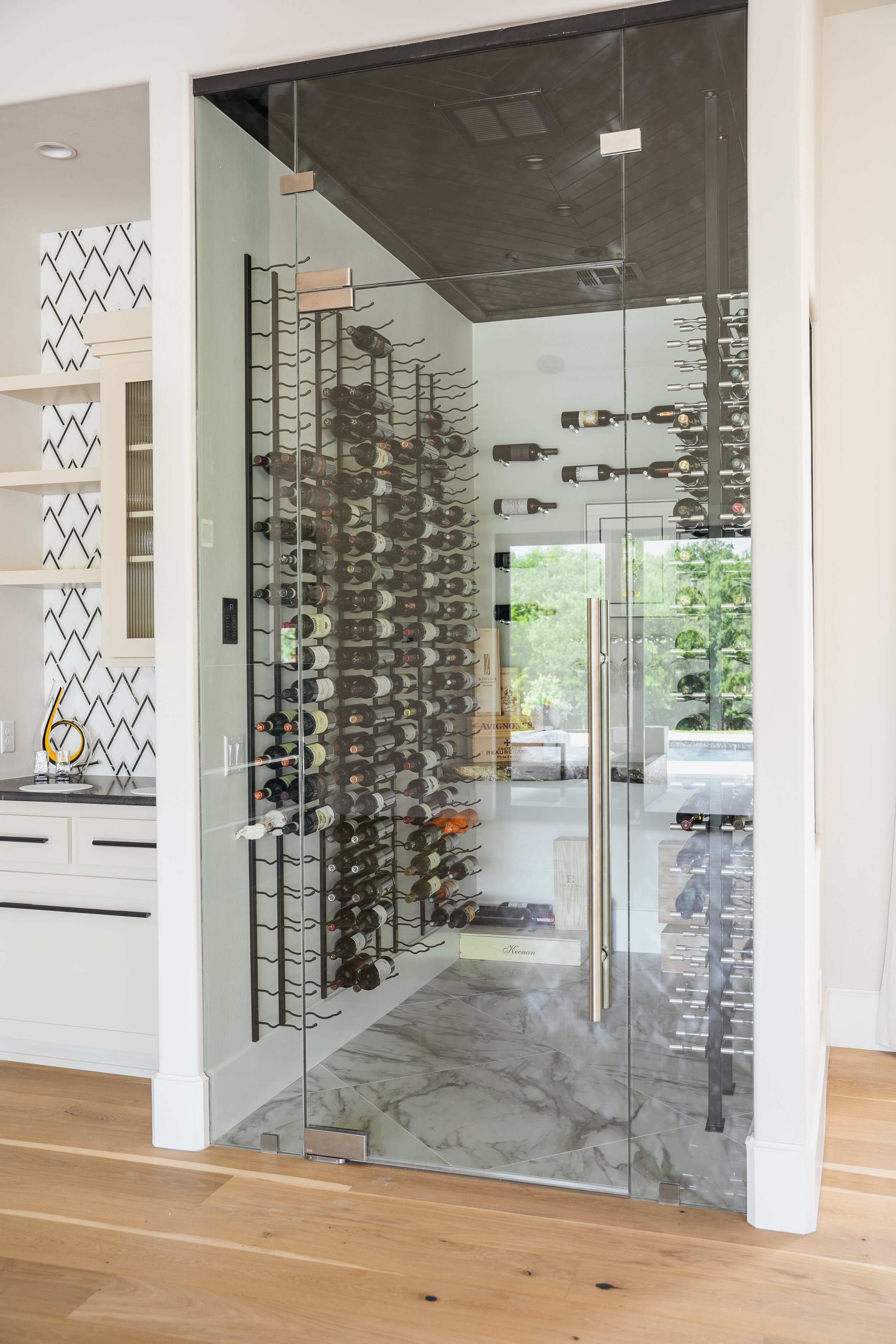 Wine room with glass doors