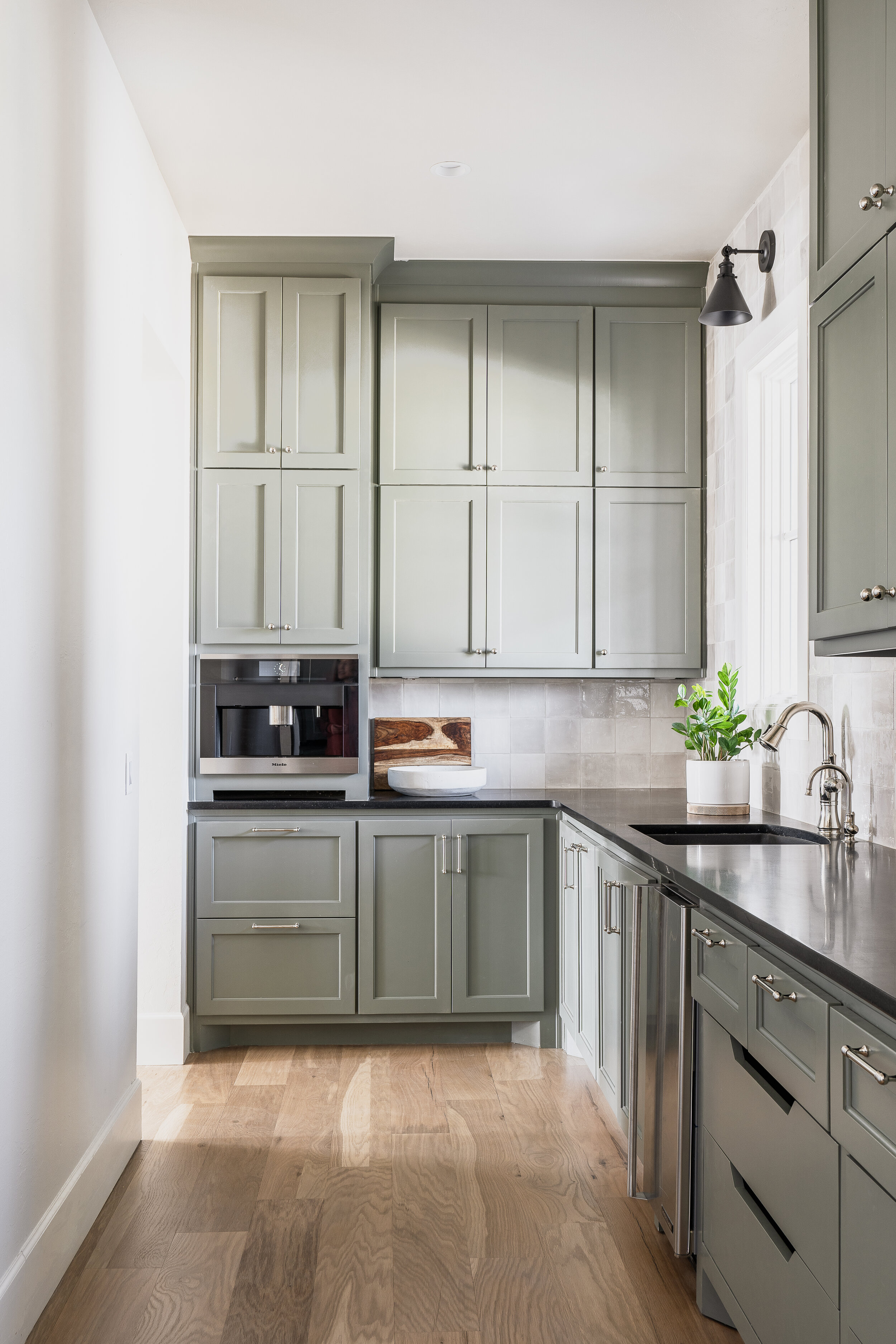 Green painted cabinets 