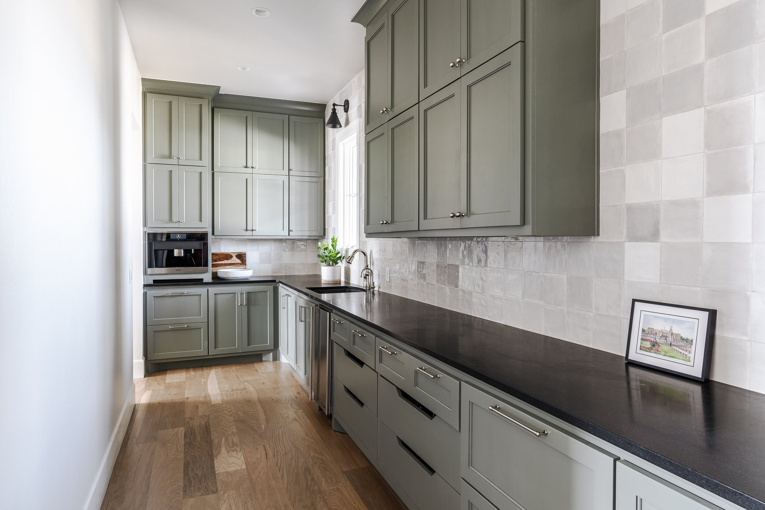 Green painted cabinets 