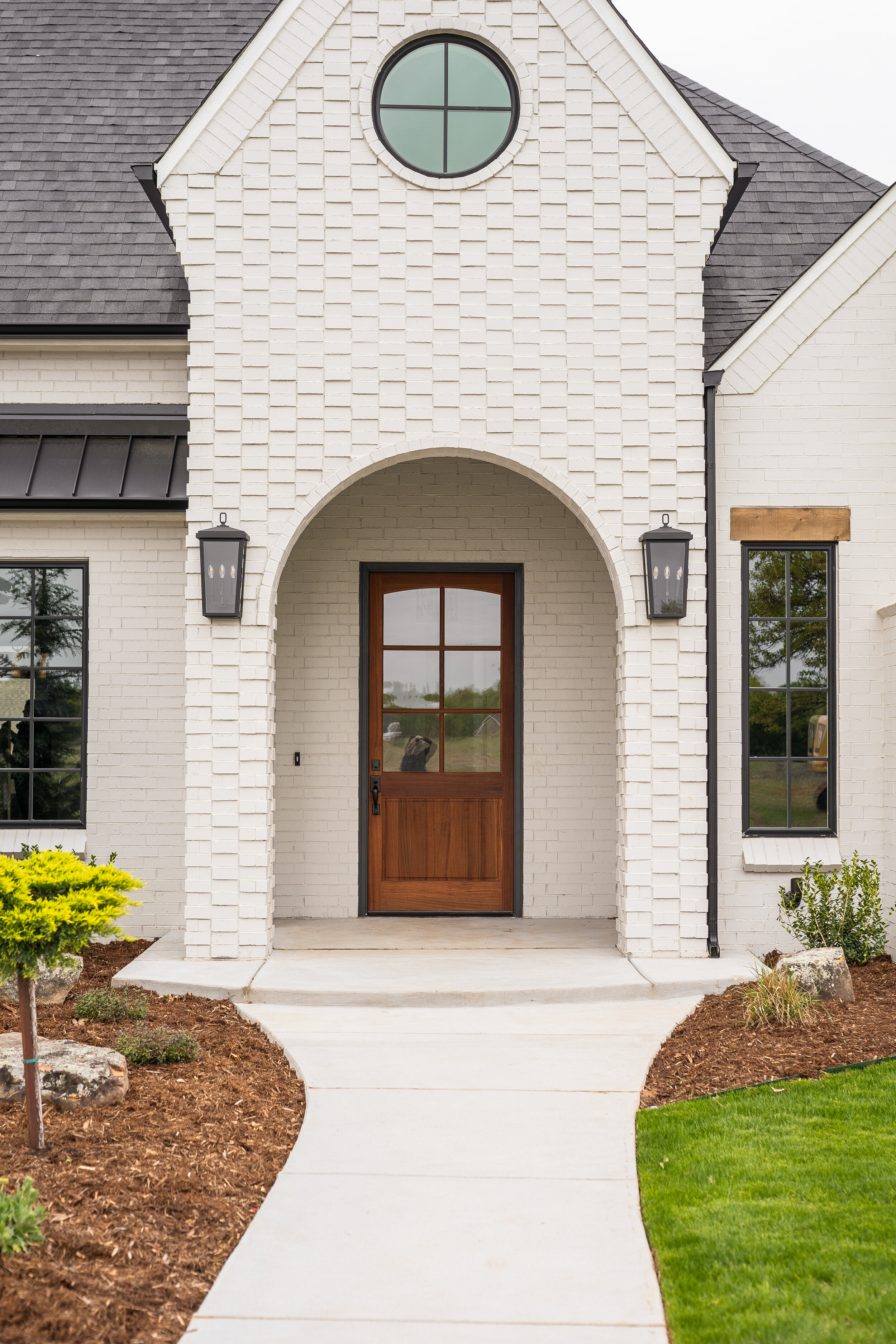 white brick front door 