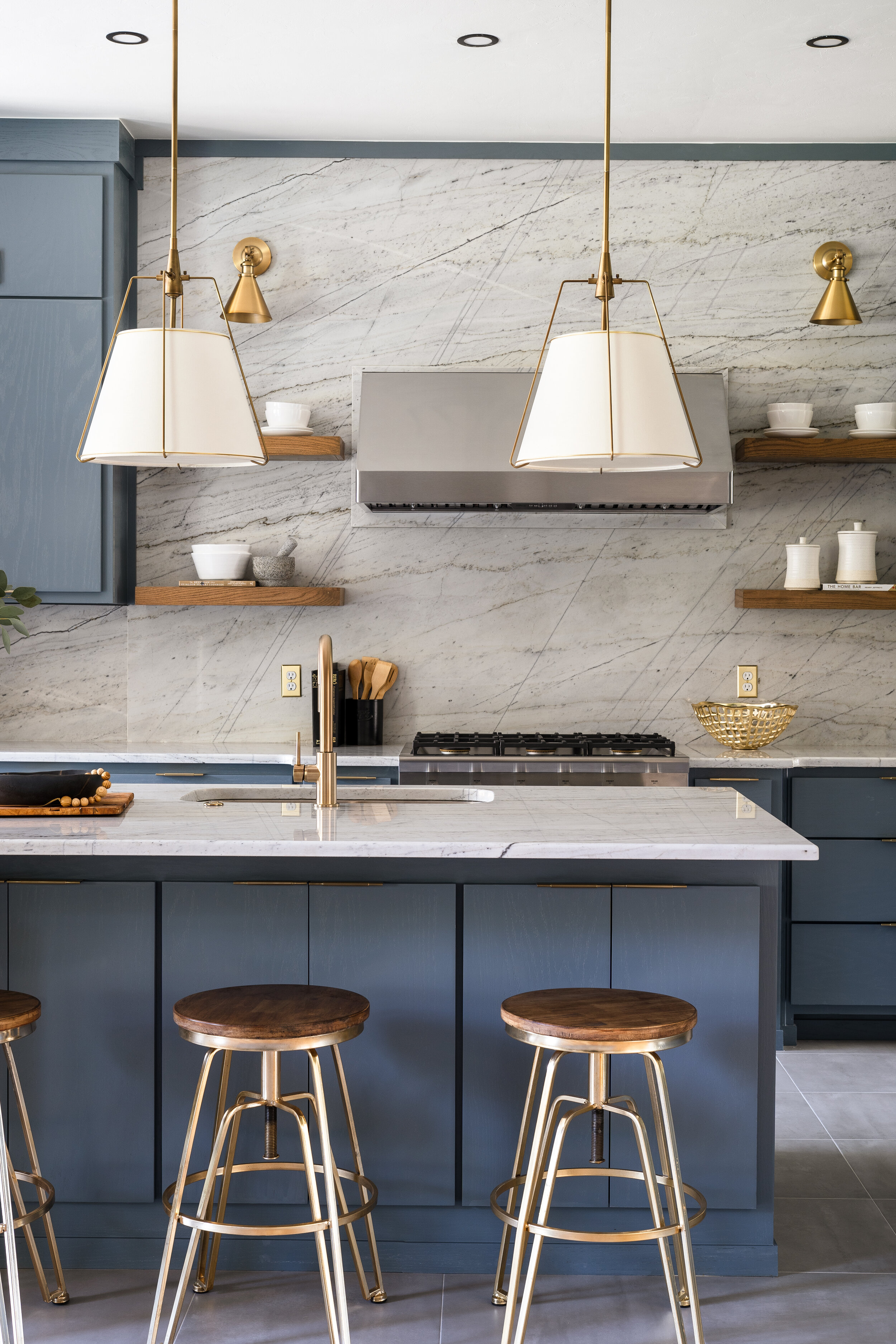 Navy kitchen island