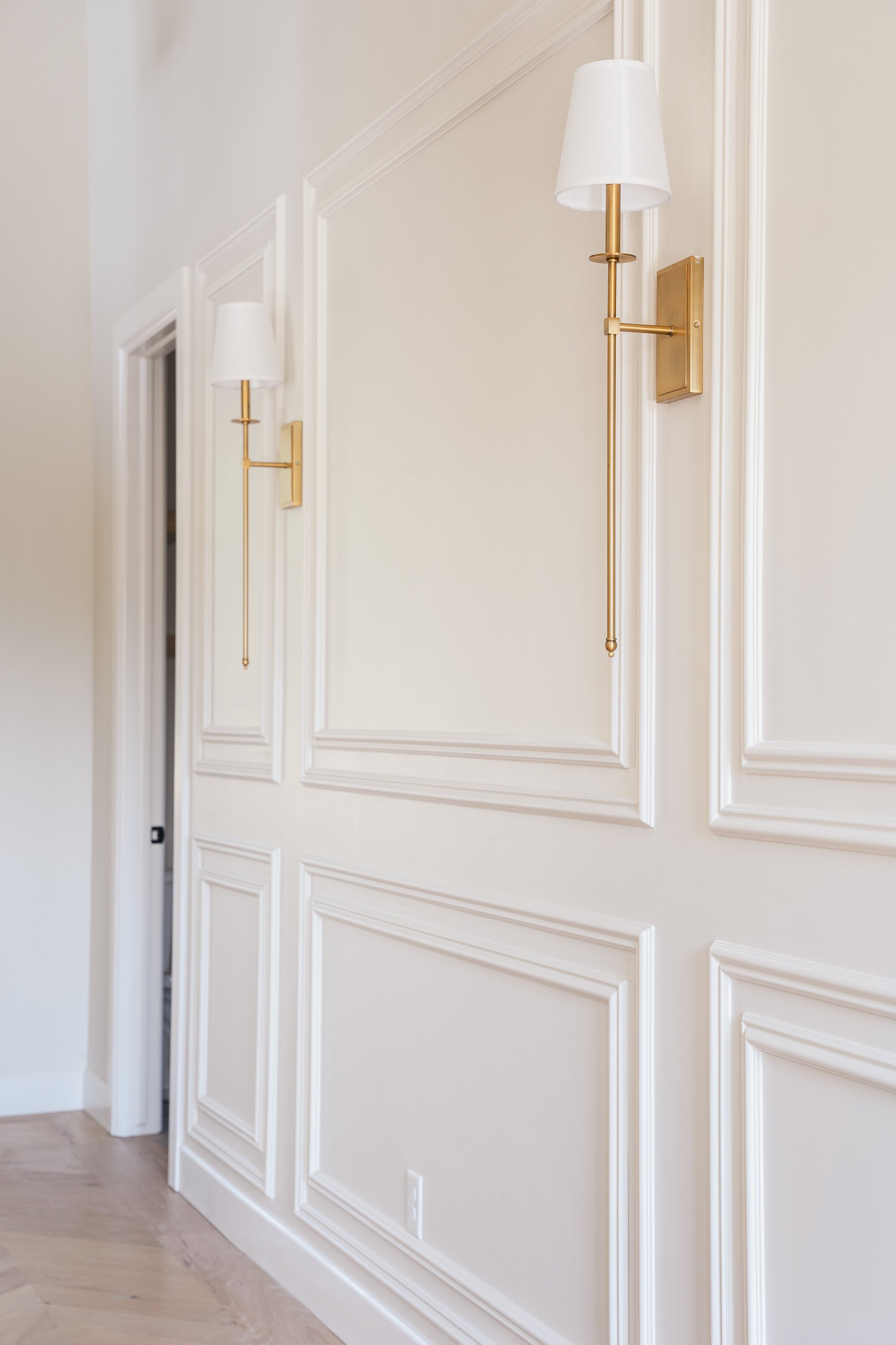 White wall panelling 