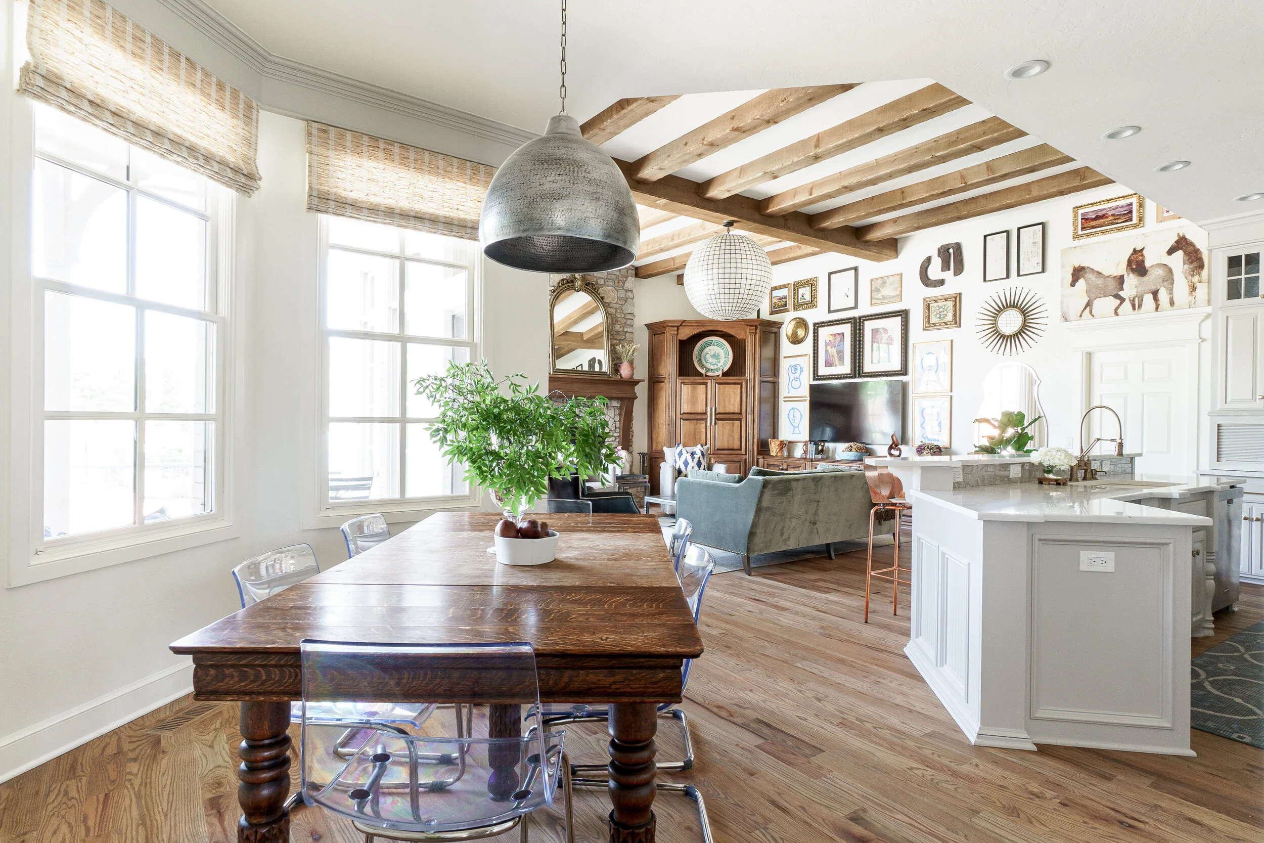 Natural wood dining area