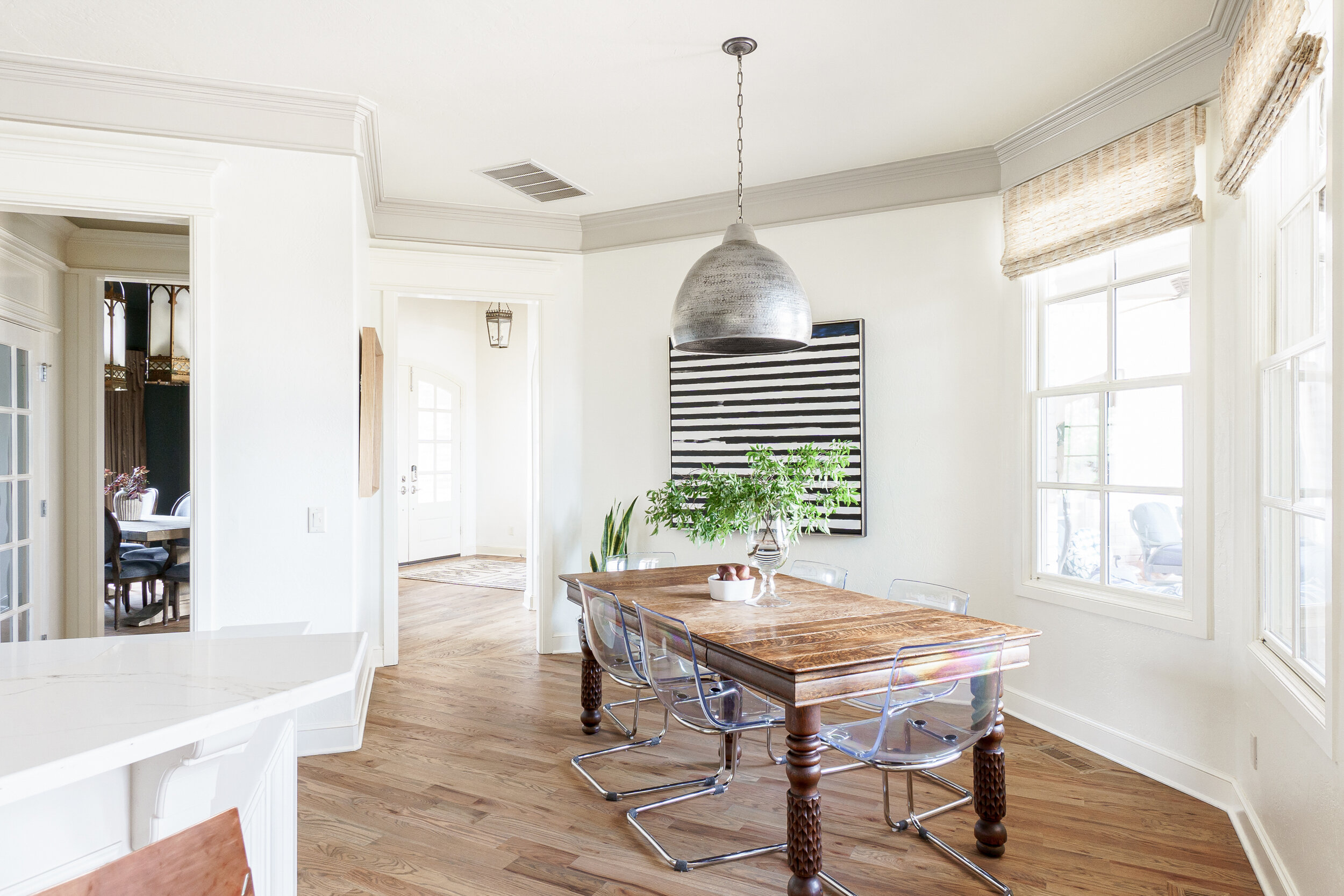 Natural wood dining room table