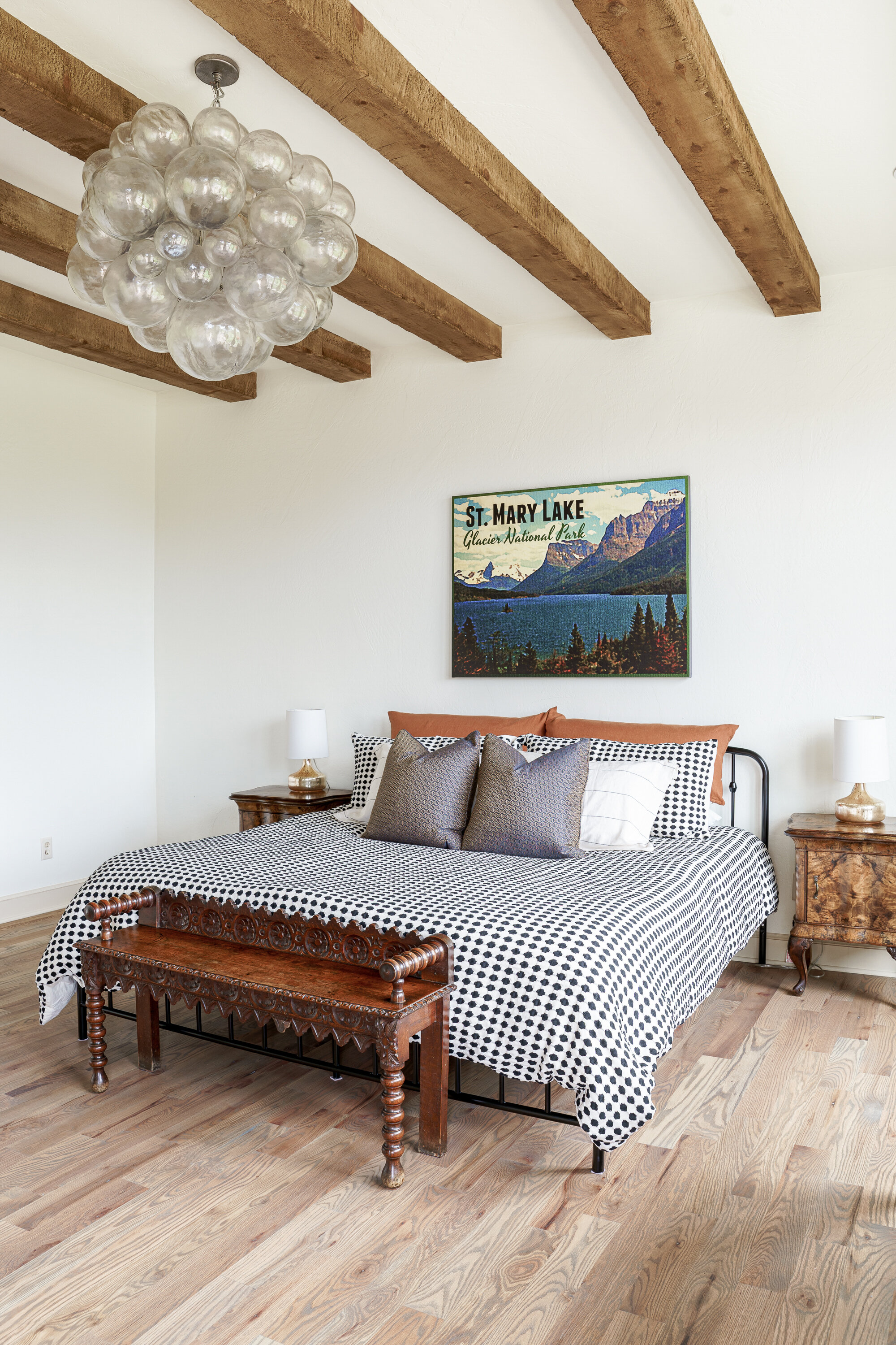 Natural wood master bedroom 