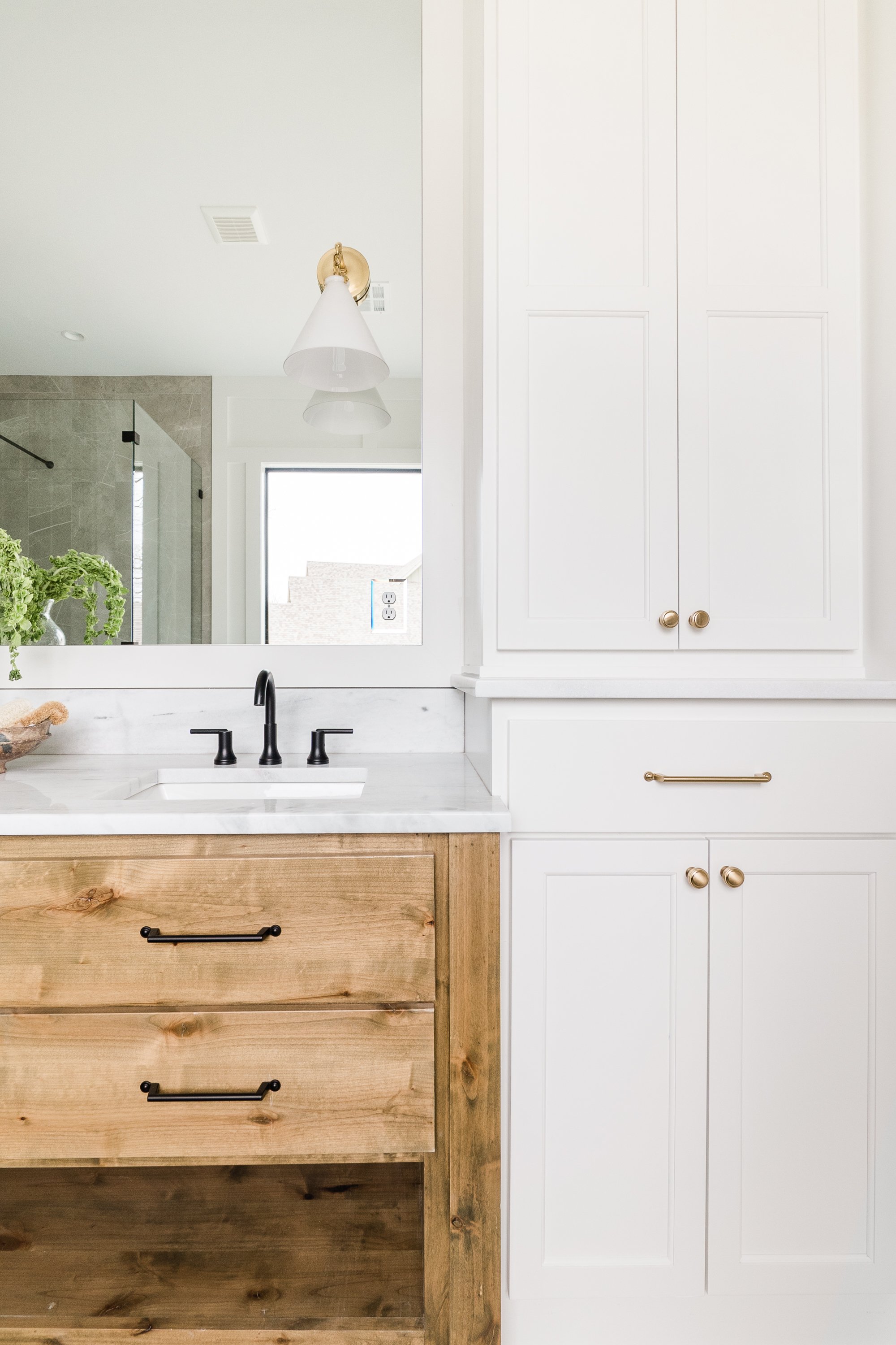 Wood stain bathroom vanity