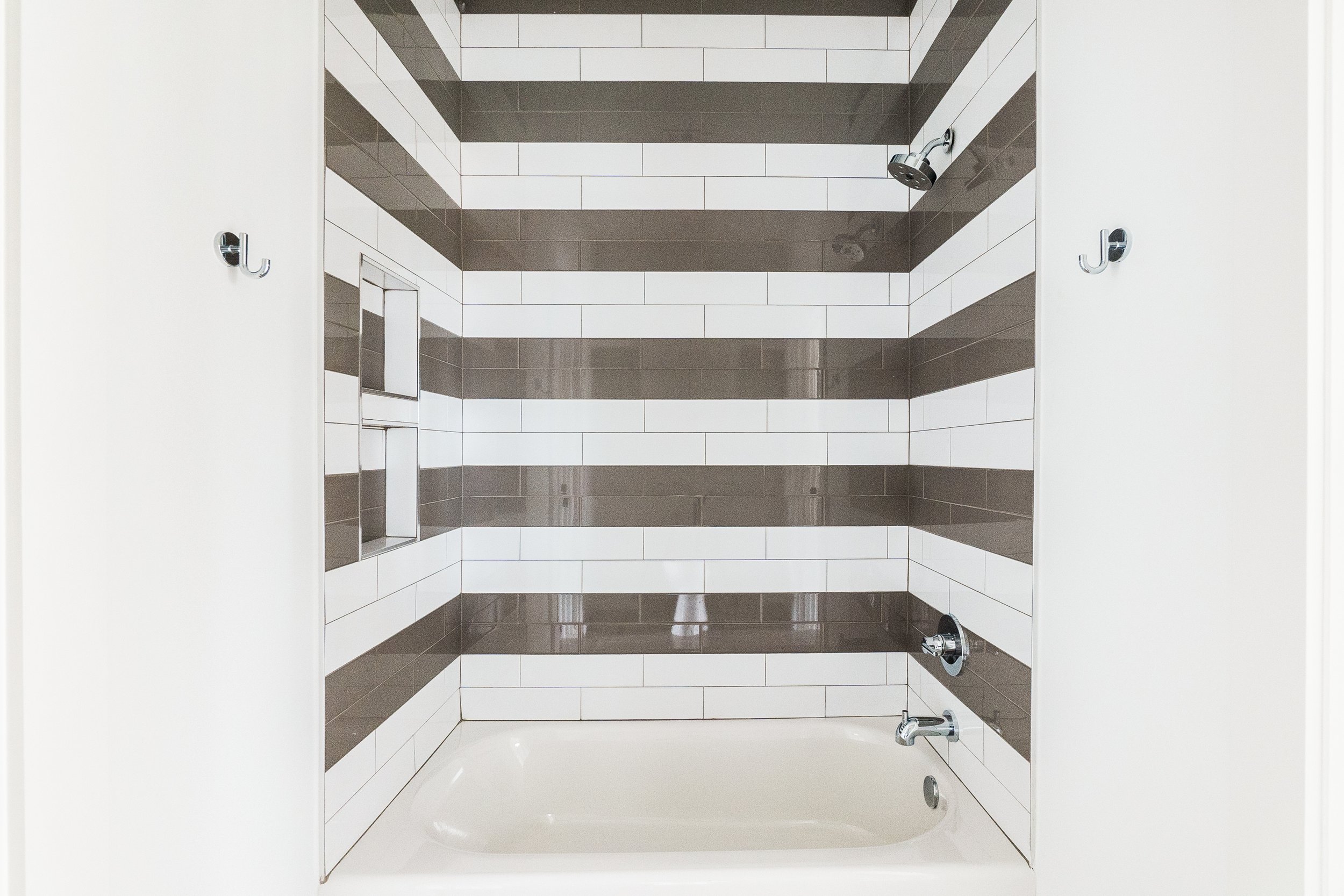 black and white striped shower 