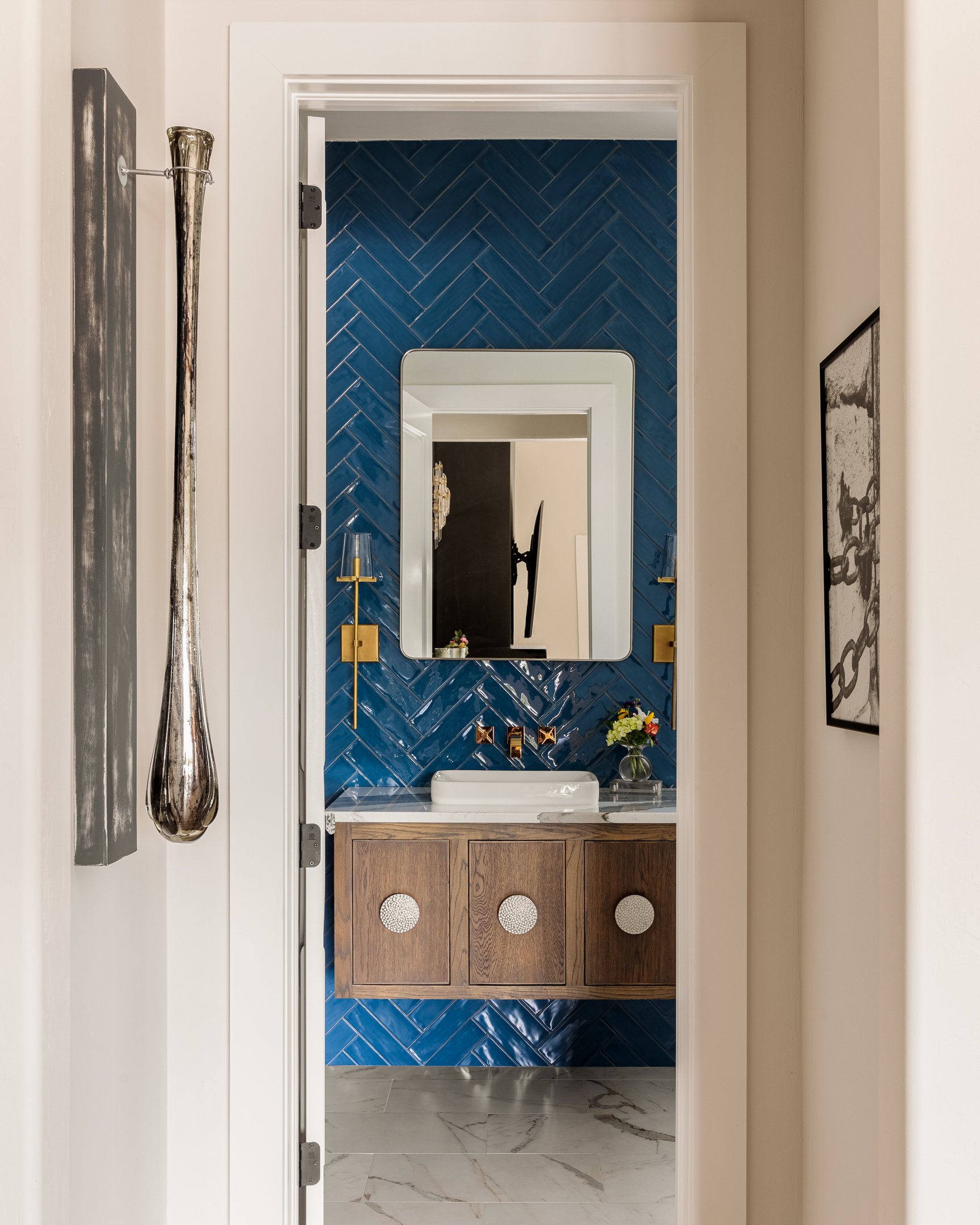 Blue tile powder room 