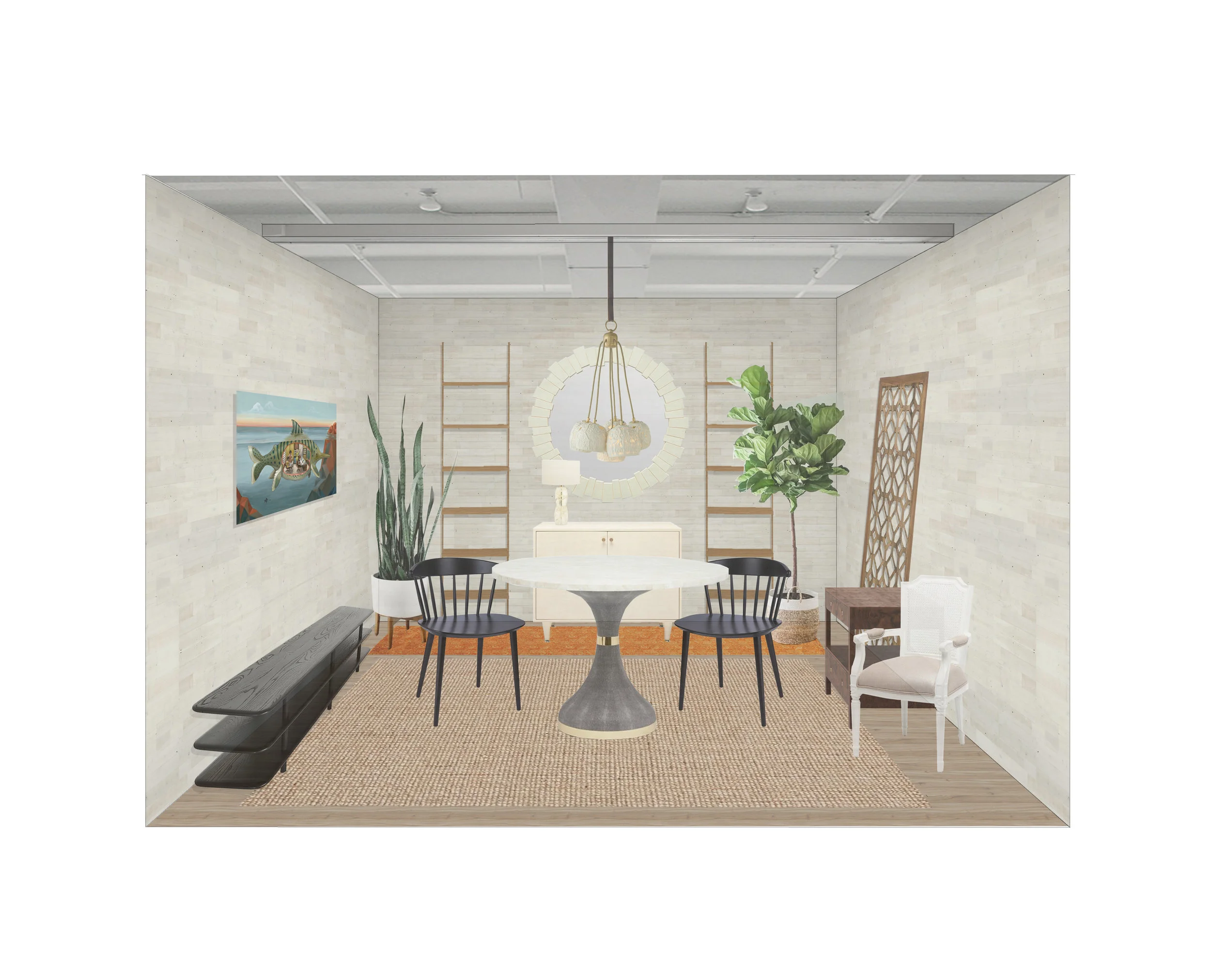 Early Rendering of the Lorla Studio Design on a Dime Room, 2018