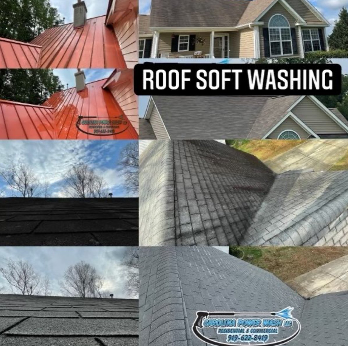 Roof-soft-washing-Raleigh-North-Hills-Garner-Cary-Apex- Angier-Clayton-Flowers-Plantation 