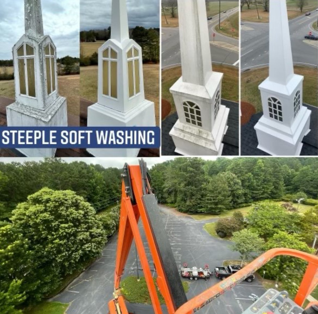 Church steeple cleaning in Clayton Nc 