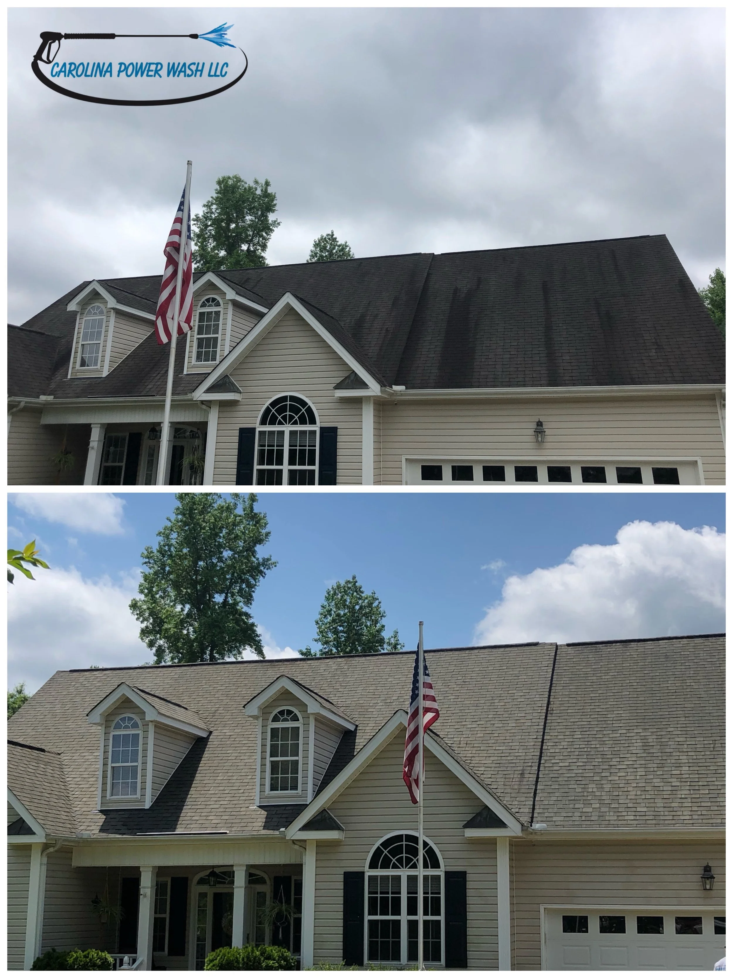 Roof soft washing, and cleaning in Garner NC
