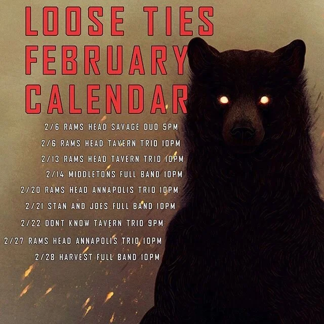 Check out February&rsquo;s lineup!! Hope to see you at a show! Our Middletons date this month is Valentine&rsquo;s Day so it&rsquo;s gonna be spicy!! See you there! #looseties #loosetiesmusic #spicy #letsgetiton #localmusic #mdmusic
-
-
Poster by : @