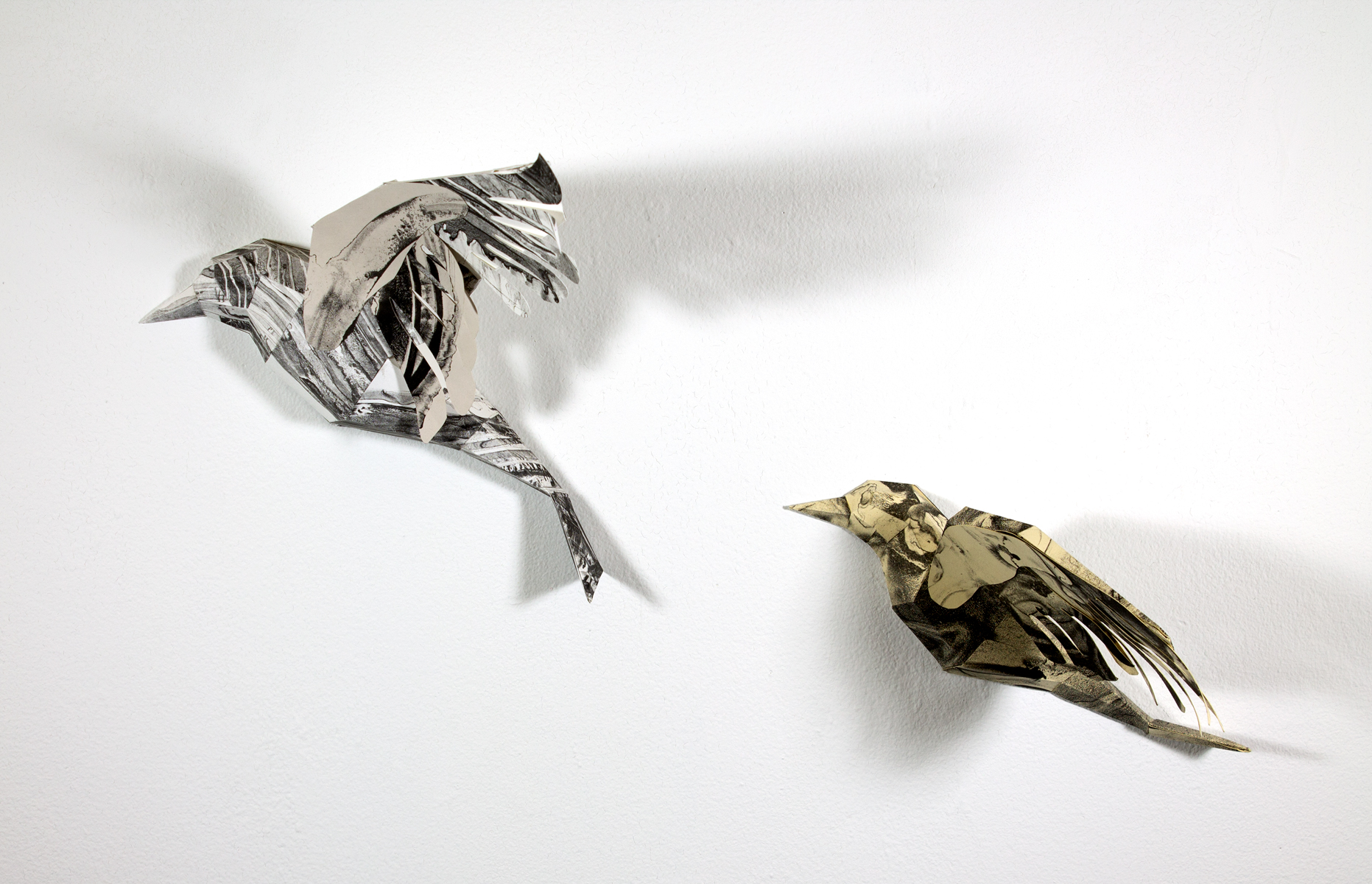 Flight 4 (left) and Flight 6 (right) 2018 Lithograph Printed Paper Sculpture