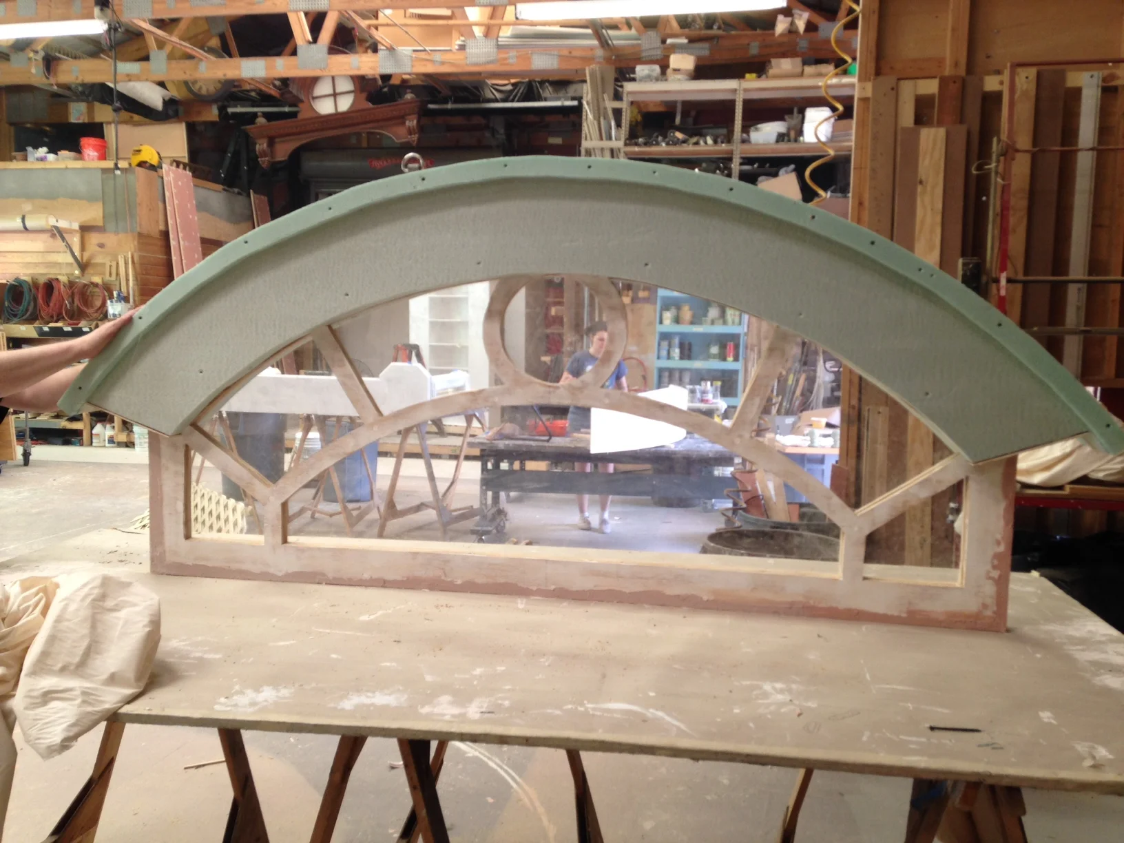  I screwed and caulked the styrofoam to the plywood. I used joint compound to the plywood and then sanded it when dry. 