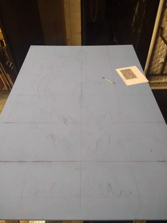  I used the grid transfer method in order to put the design on the flat 