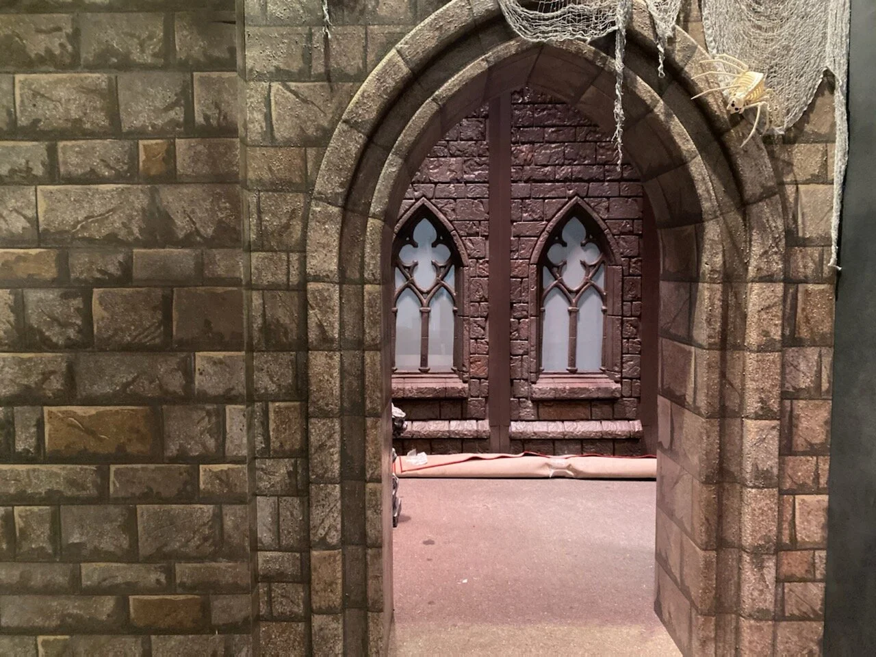  Stone archway, carved from pink foam 