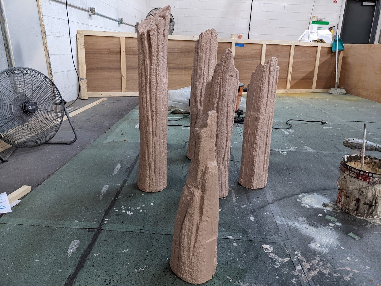  Pylons carved with base treatment 
