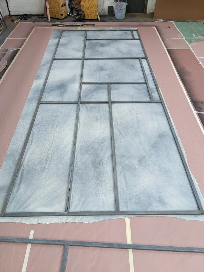  Layout of fabric under the steel frame. 