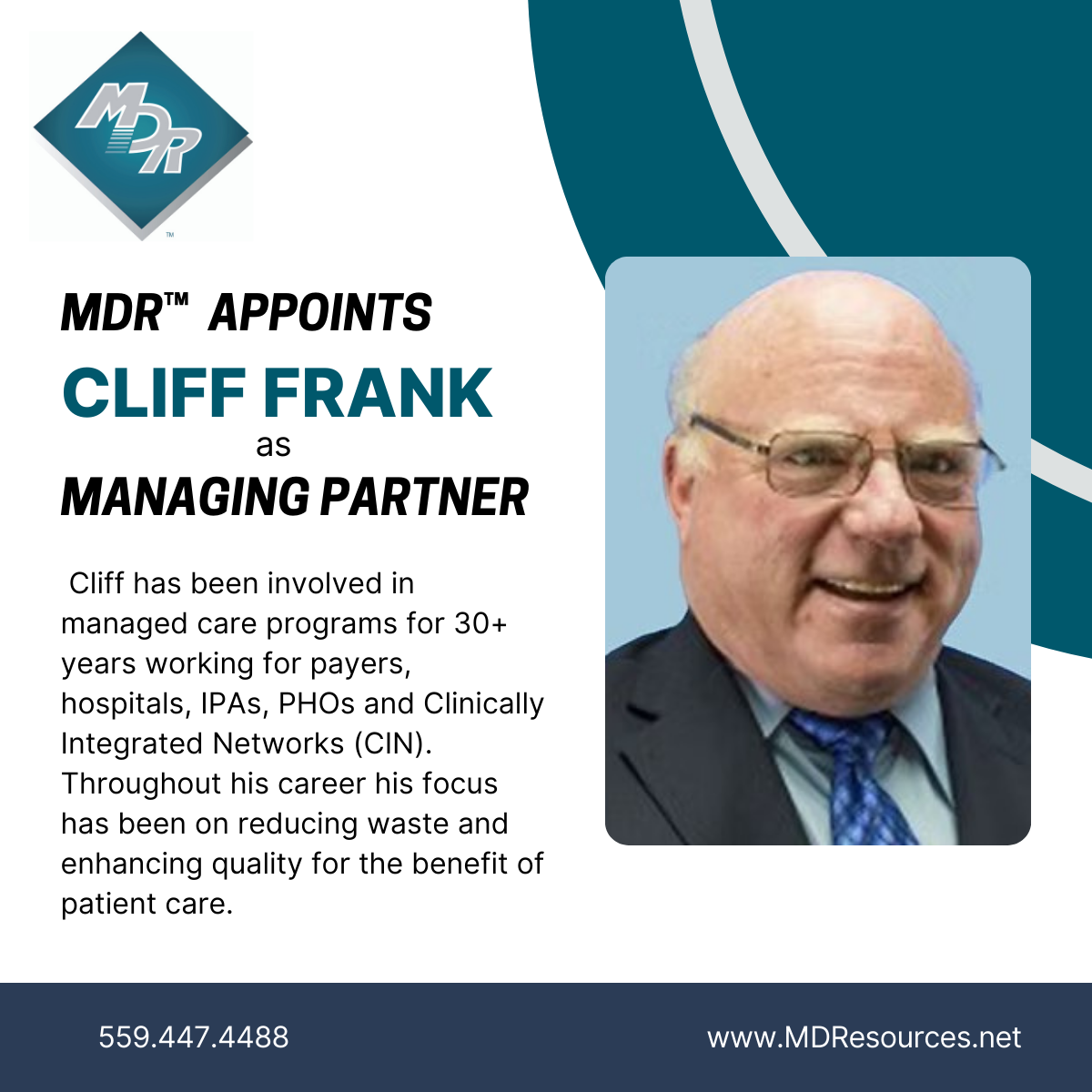 Welcome Cliff Frank as MDR's  Newest Managing Partner