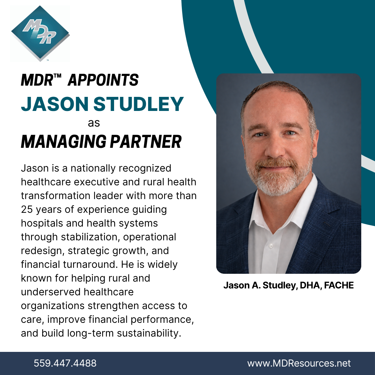 MDR™ announces the appointment of Jason Studley as MDR’s™ newest Managing Partner.