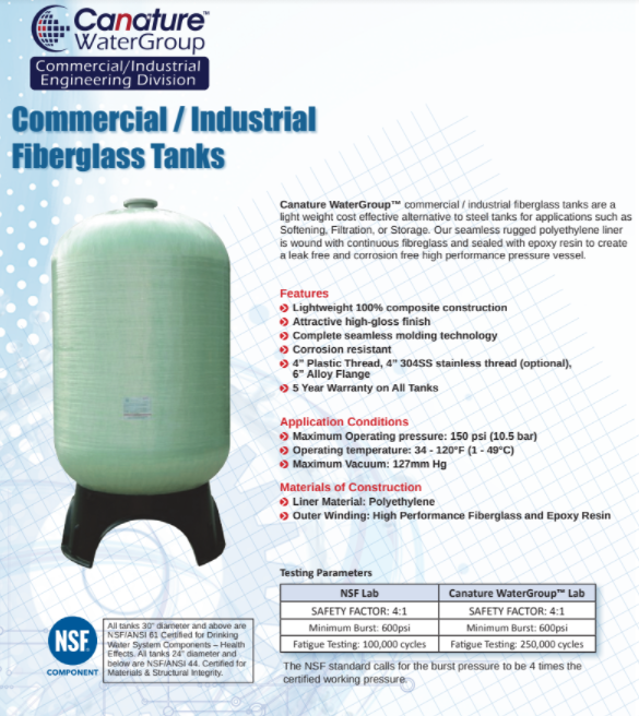 Fiberglass Tanks — Canature WaterGroup Commercial Industrial