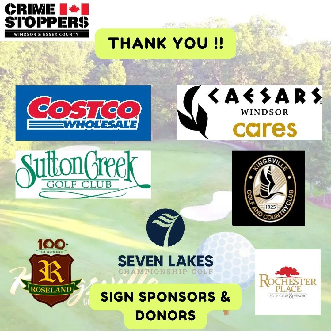Today, we are recognizing some of our amazing sponsors who help make our Annual Crime Stoppers Golf Tournament a success.

Without the support of these outstanding community partners, events like this would not be possible. Their generosity and commi