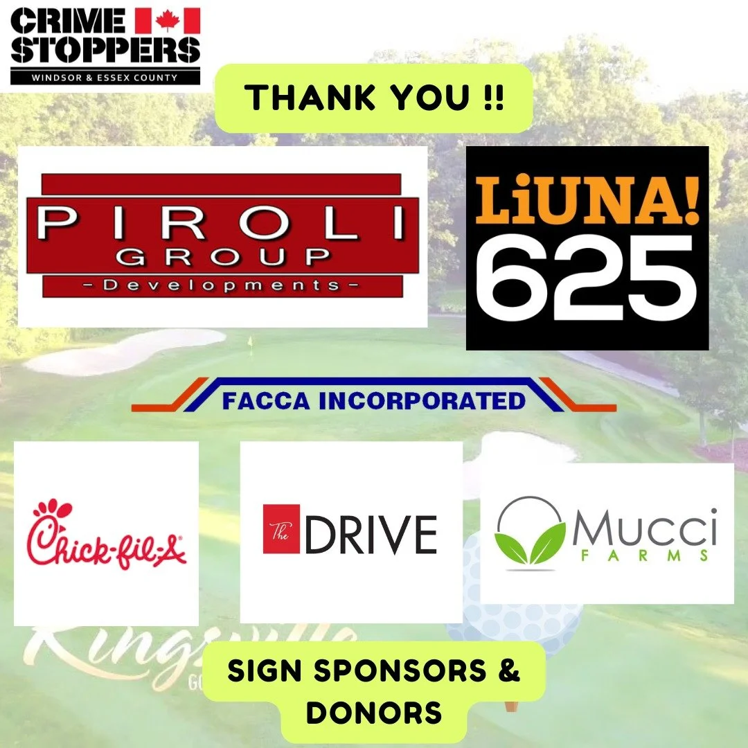 Today, we are recognizing some of our amazing sponsors who help make our Annual Crime Stoppers Golf Tournament a success.

Without the support of these outstanding community partners, events like this would not be possible. Their generosity and commi