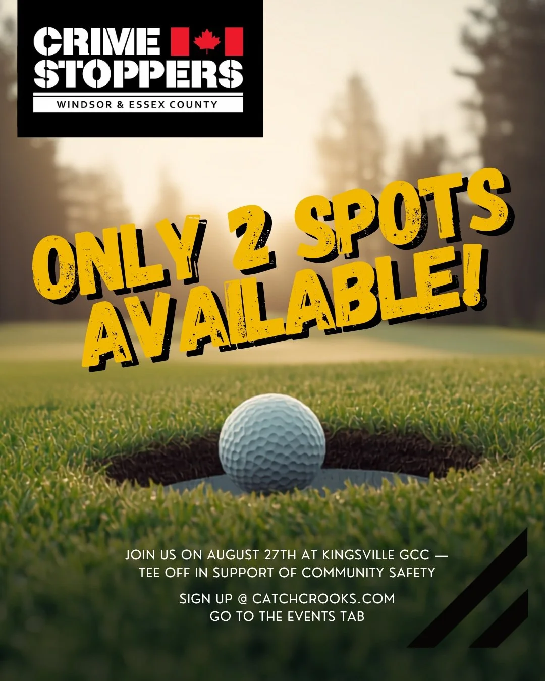 There are only 2 weeks left until the BIG EVENT!
We are still looking to fill 2 more foursomes, Please share with friends or family and to help us make this a SELL OUT !