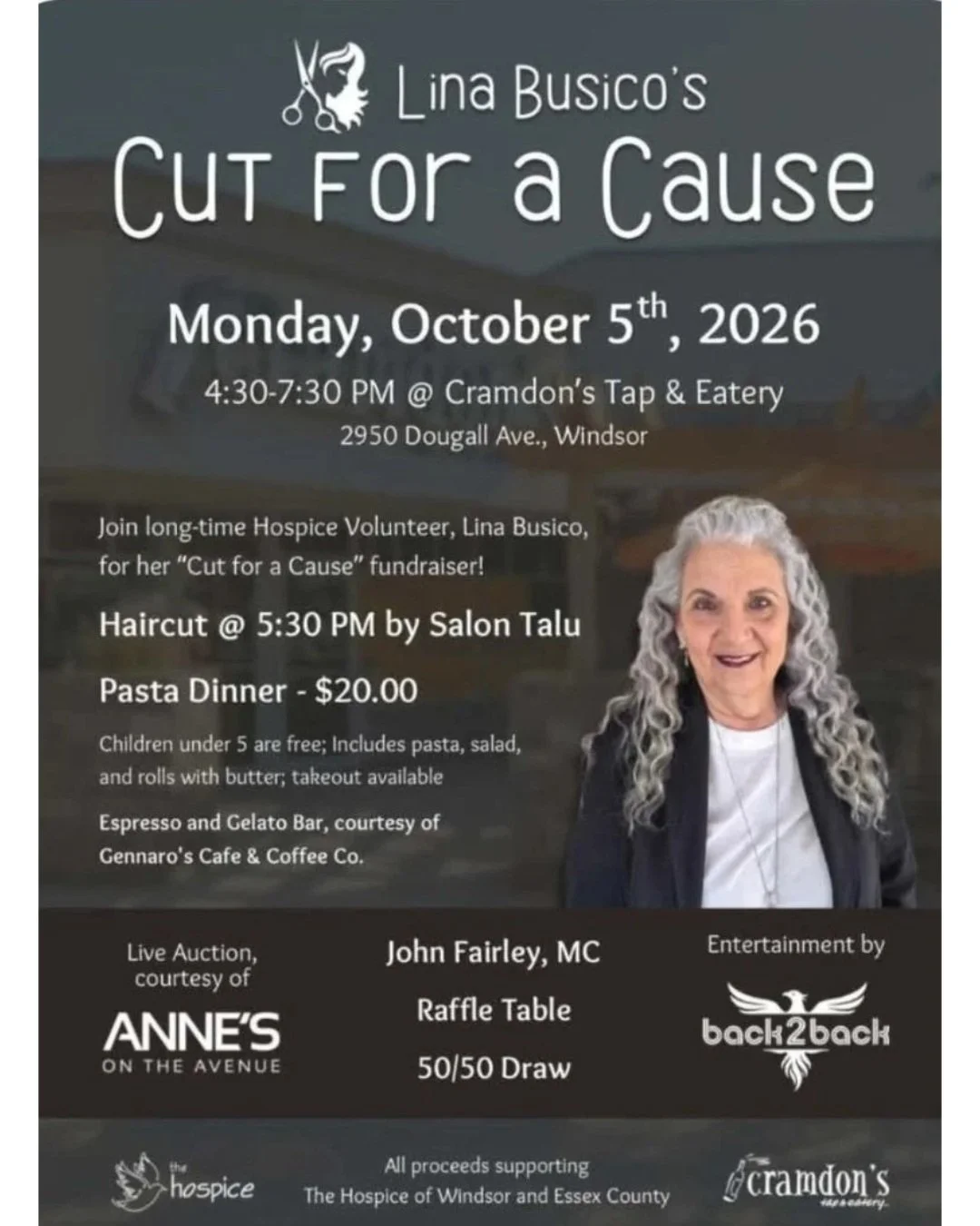 ❤️ JOIN US FOR CUT FOR A CAUSE! 

Please join us as we support our long-time Crime Stoppers volunteer and Past President, Lina Busico, as she donates her hair in support of a very special cause!

📅 Monday, October 5, 2026
⏰ 4:30 PM &ndash; 7:30 PM
?