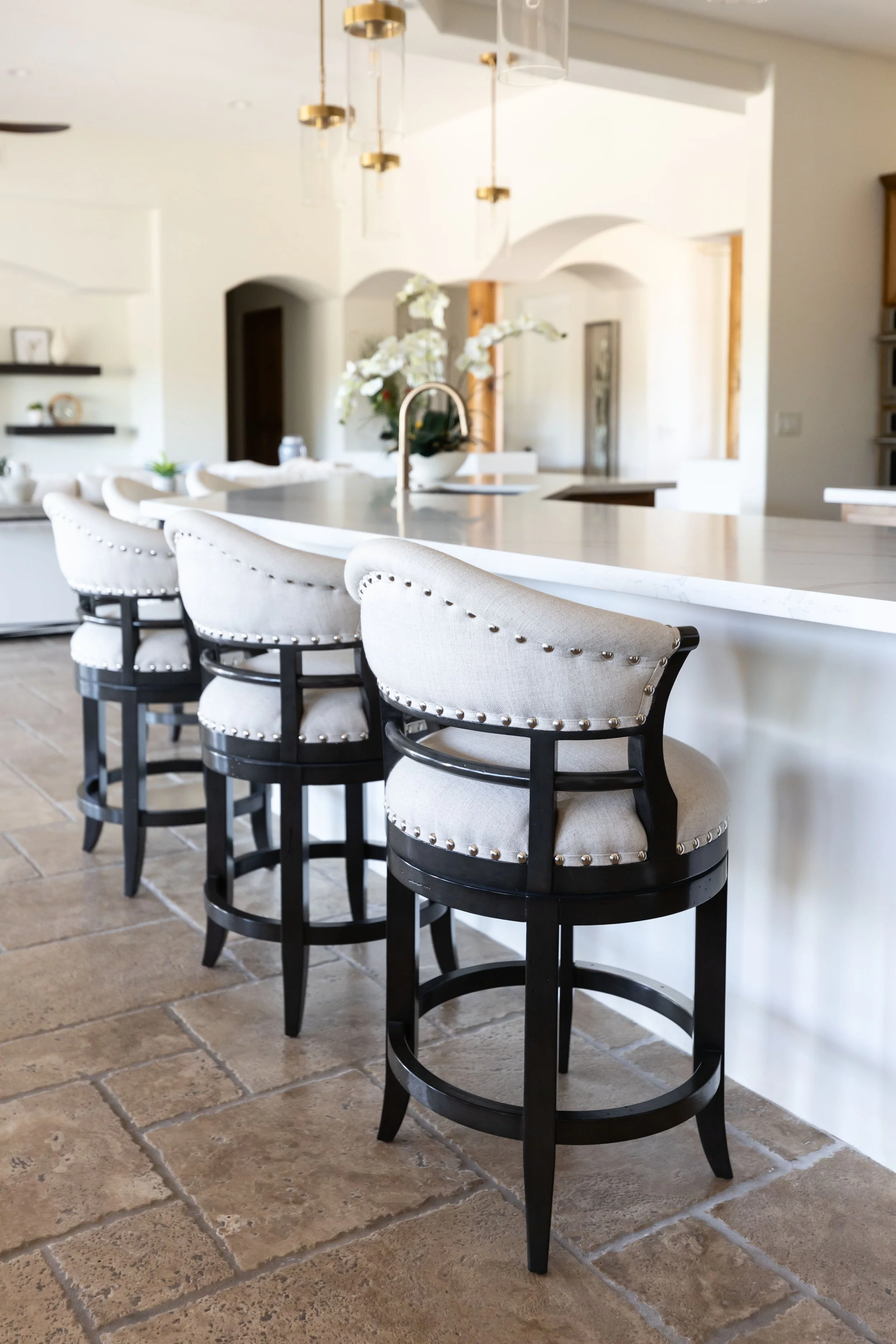 White and Black Bar Stools Suzanne Rugg Interior Design
