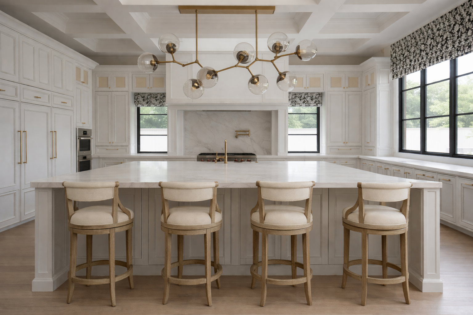 Custom window treatments in a Scottsdale home designed to soften the room and complete the interior.