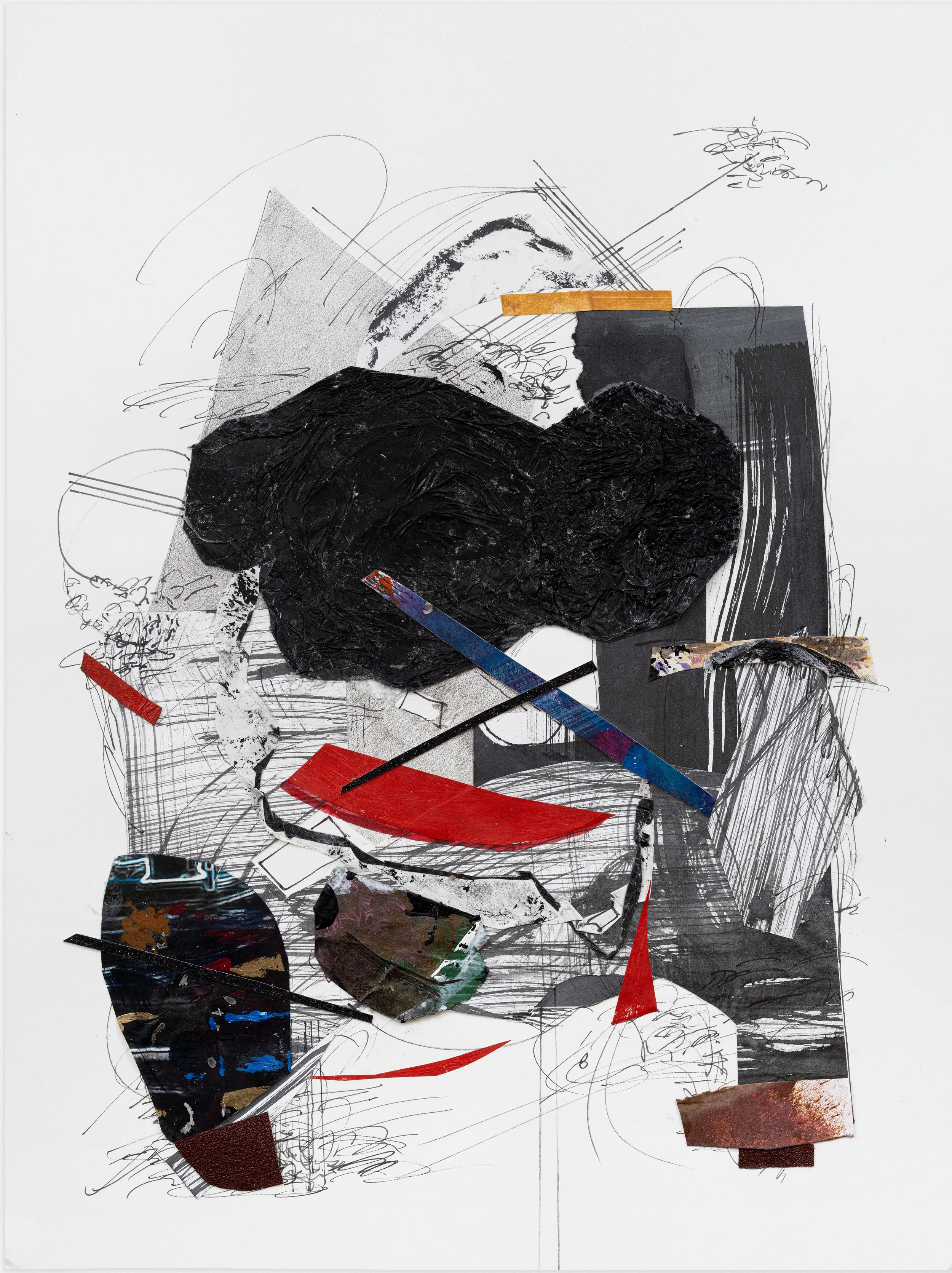 Mass in States of Rest/Unrest (2025), 16"x12", mixed media on paper