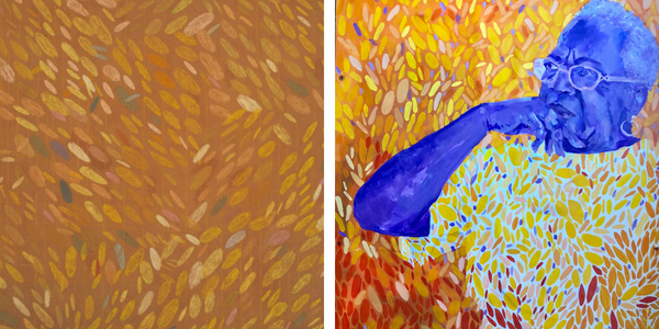 Howardena Pindell , Untitled, c. 1968. Acrylic and cray-pas on canvas