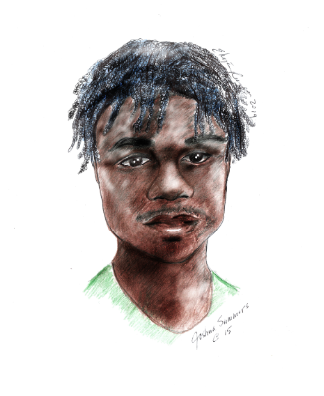A portrait of Josh by local artist Eleyes Reeves.
