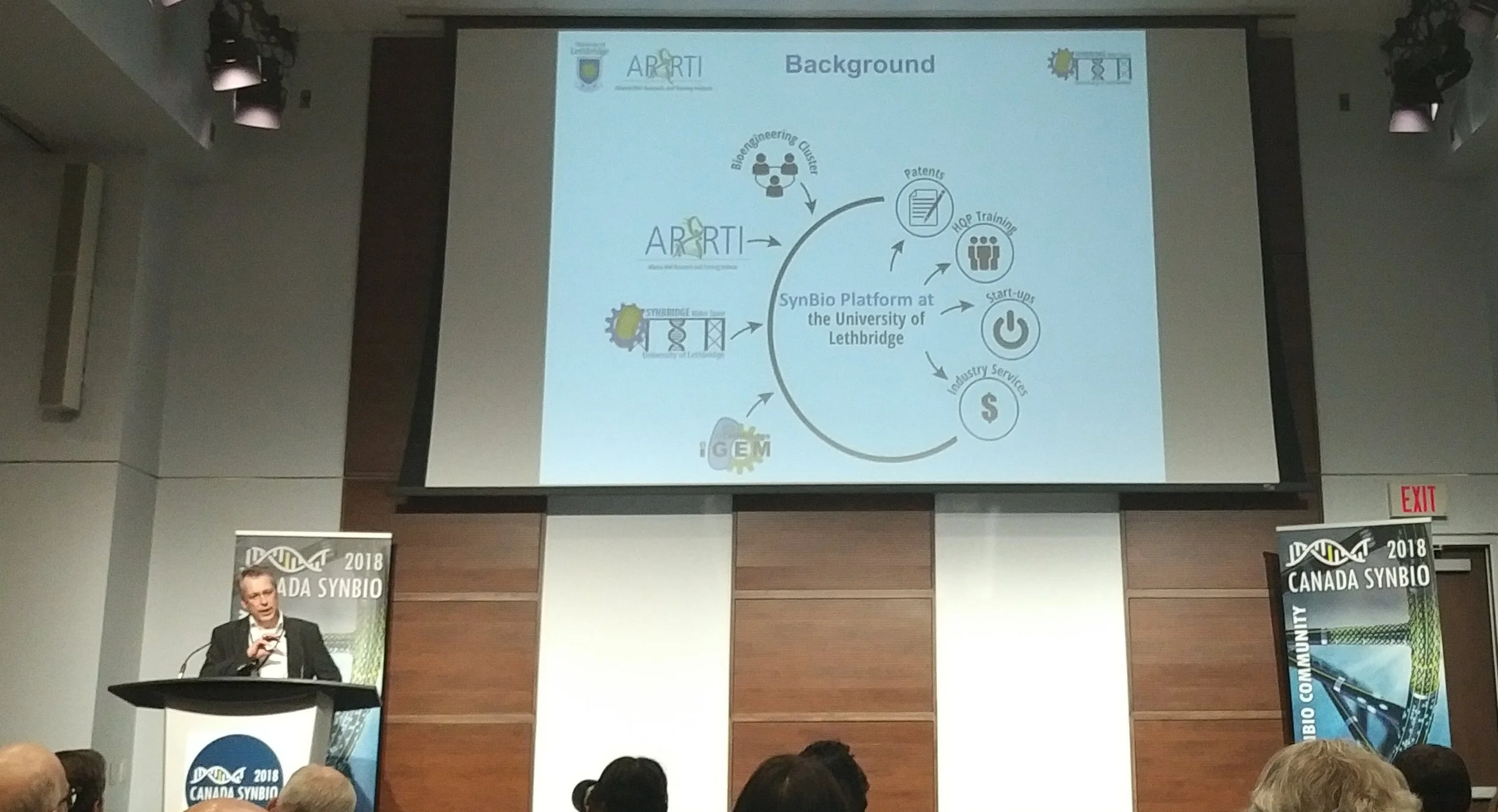 Hans-Joachim Wieden showing off the impressive synthetic biology community at the University of Lethbridge.