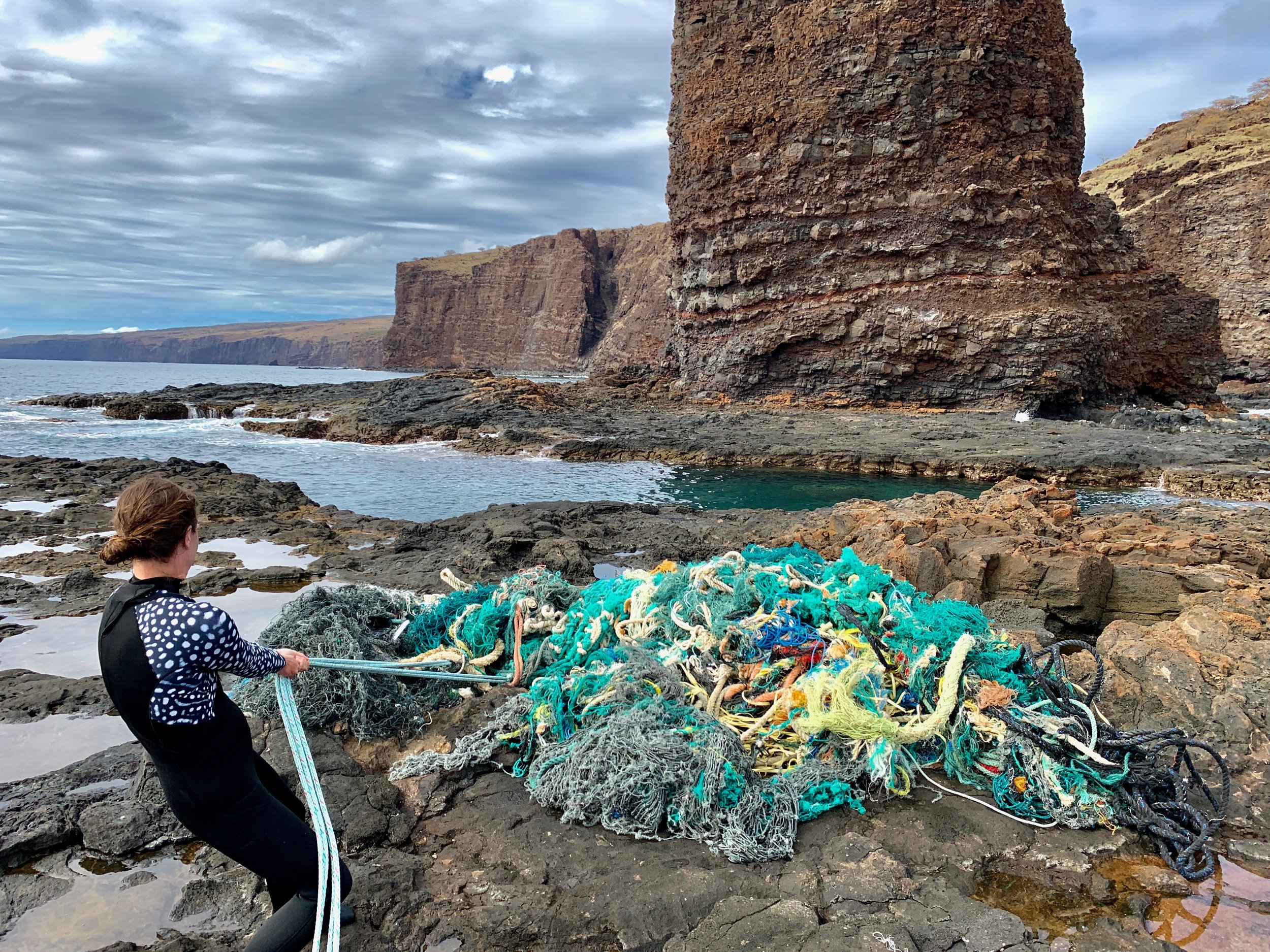 Ocean Conservationists Retrieve Huge Net of Ghost Fishing Net Off Lanai —  OCEANSCAPES