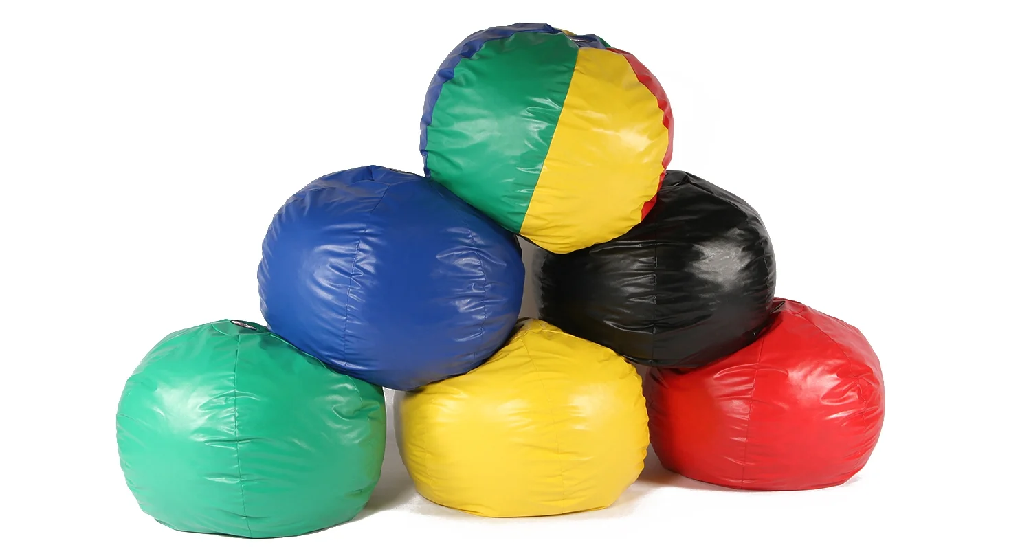 Foamnasium Wacky Sacks - shredded foam bean bag chairs, available in two sizes and a variety of colors.