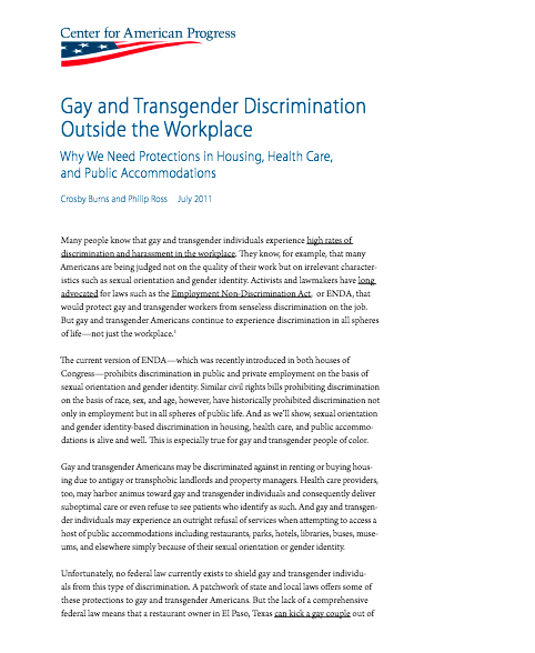 Gay and Transgender Discrimination Outside the Workplace