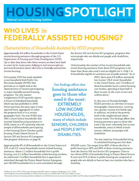 Who Lives in Federally Assisted Housing?