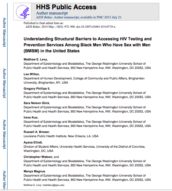 Understanding Structural Barriers to Accessing HIV Testing and Prevention Services among Black Men Who Have Sex with Men (BMSM) in the United States