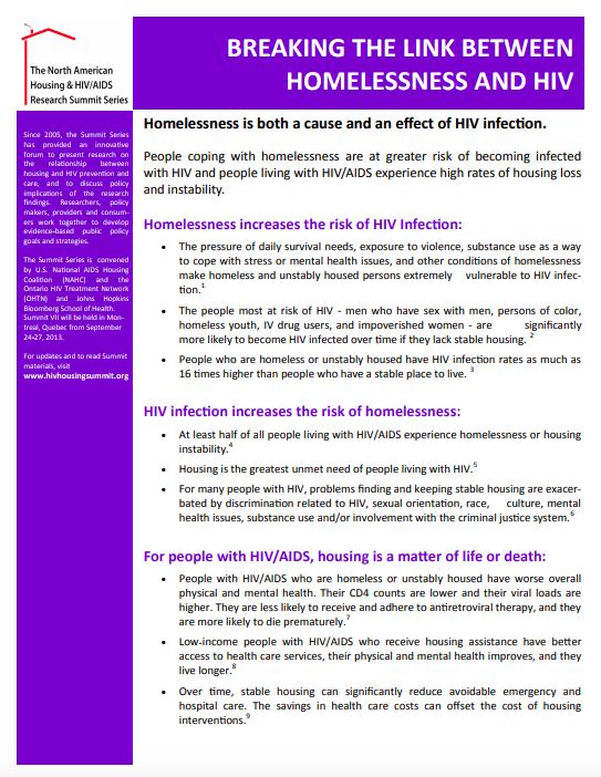Breaking the Link between Homelessness and HIV