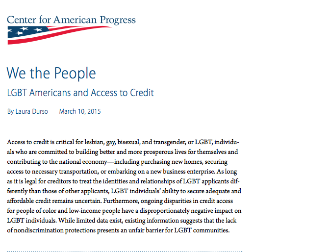 We the People: LGBT Americans and Access to Credit