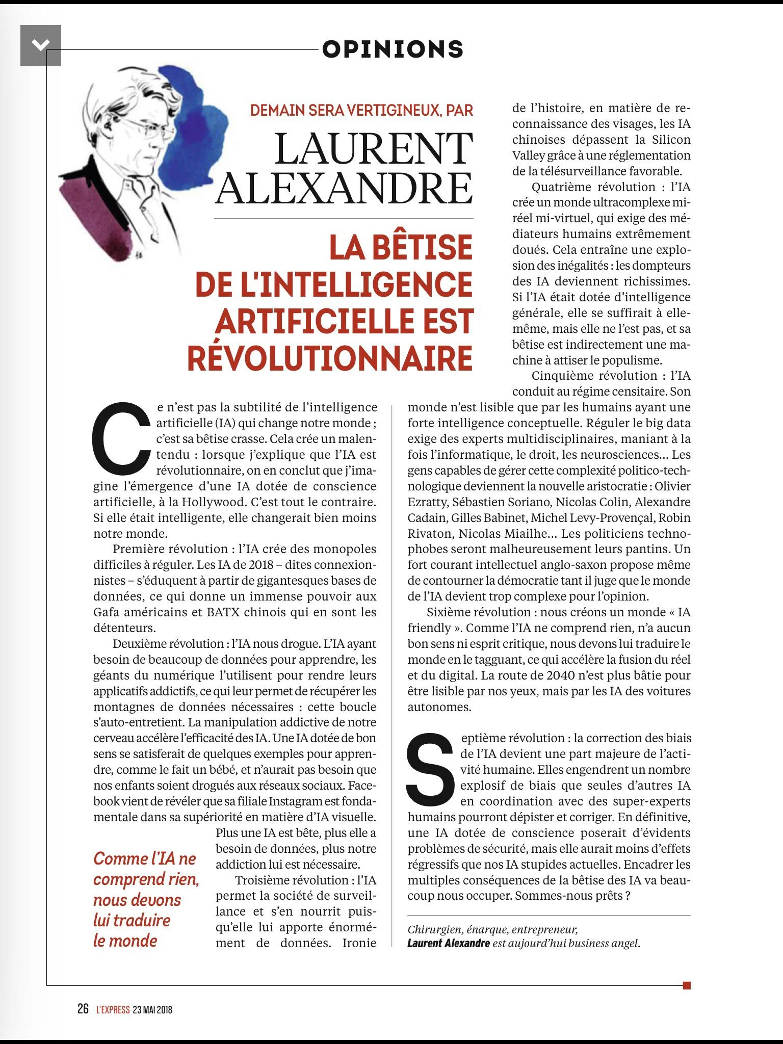 Je ne devrais peut-être pas reproduire ce texte de l' Express .