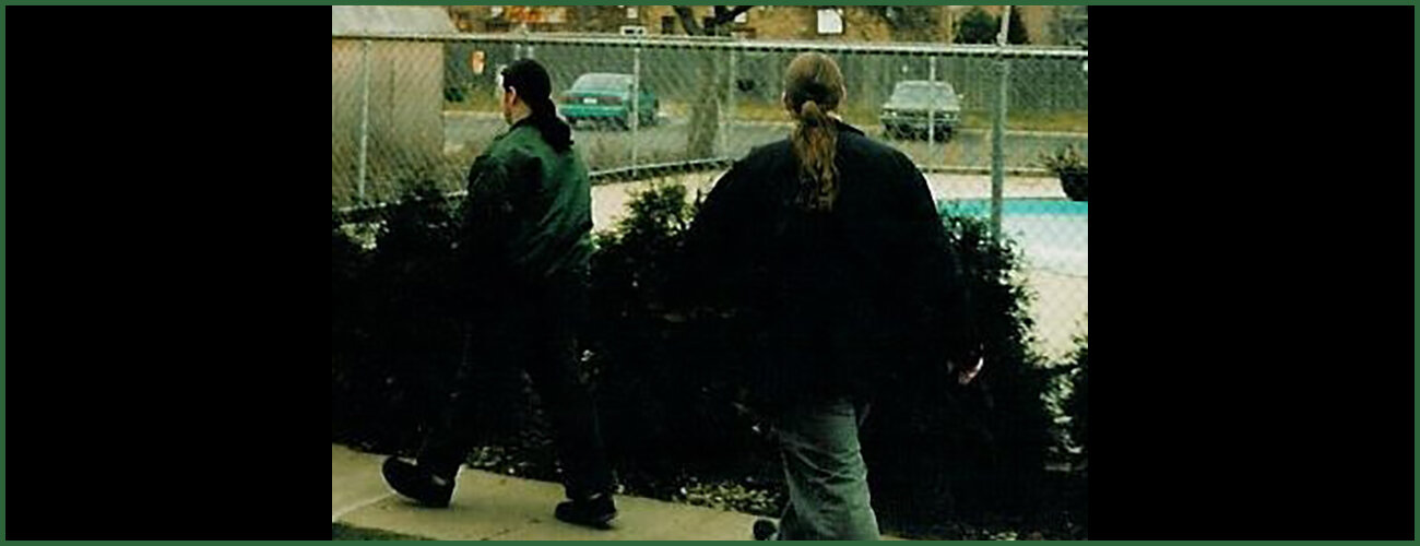 Here’s the only picture of Lou with long hair from this time period. Lou on the left, Dan on the right. Arlington Heights, IL. 1998.
