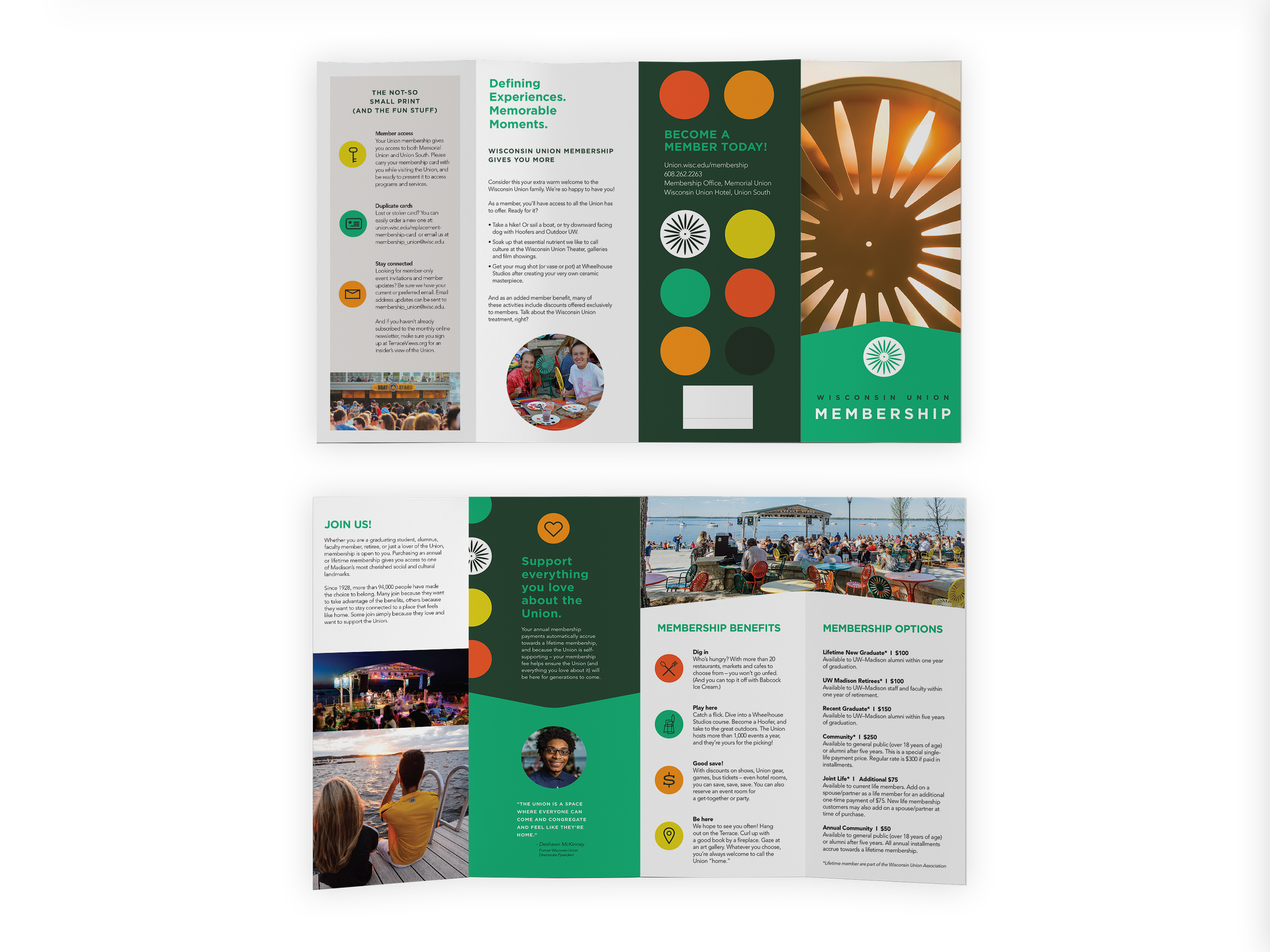 Wisconsin Union membership materials written by Copywriter Heather Racine in Madison, WI