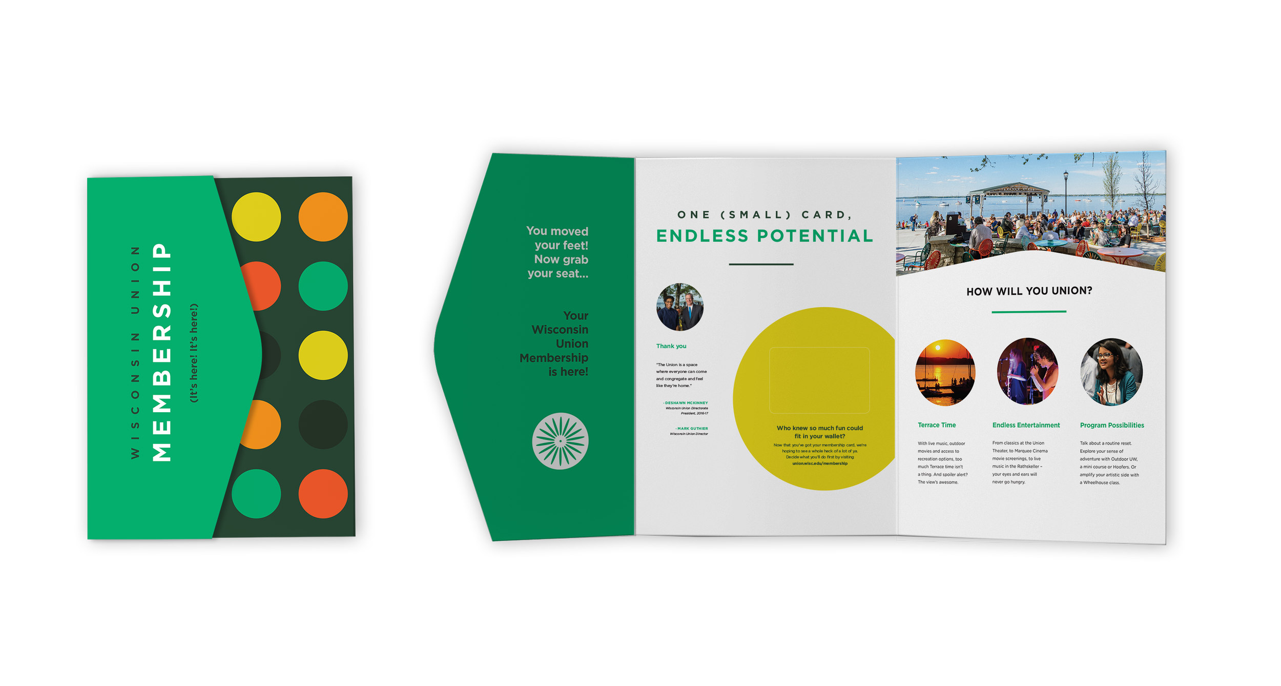 Wisconsin Union membership materials written by Copywriter Heather Racine in Madison, WI